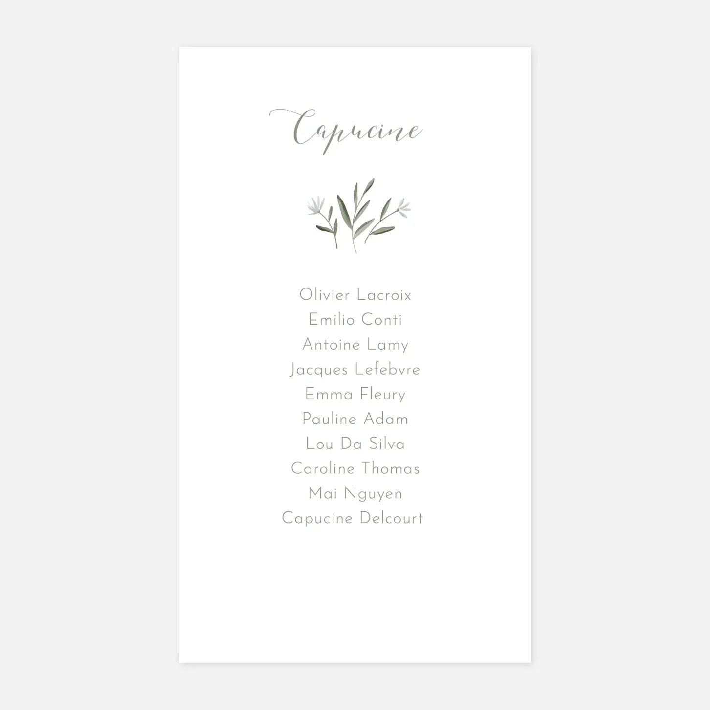 Nom de table mariage Douceur