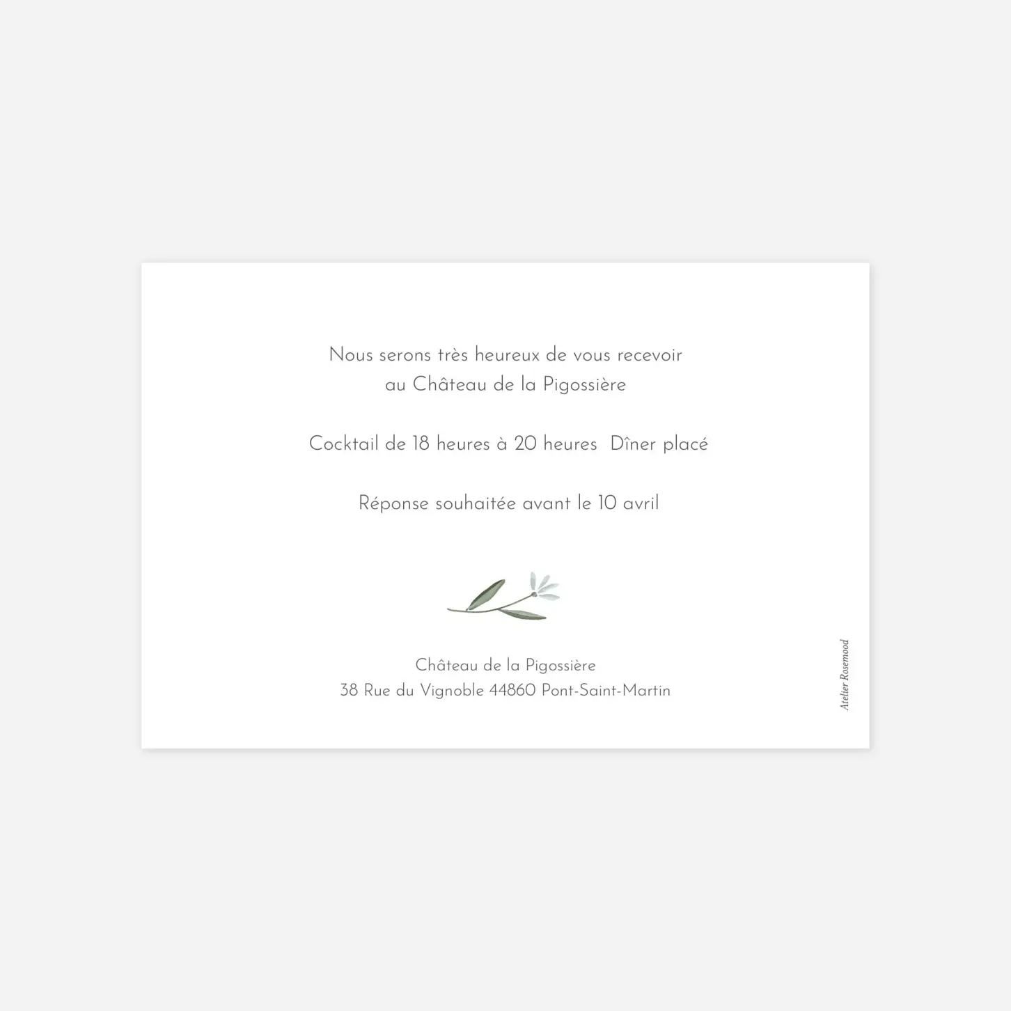 Carton d'invitation Douceur