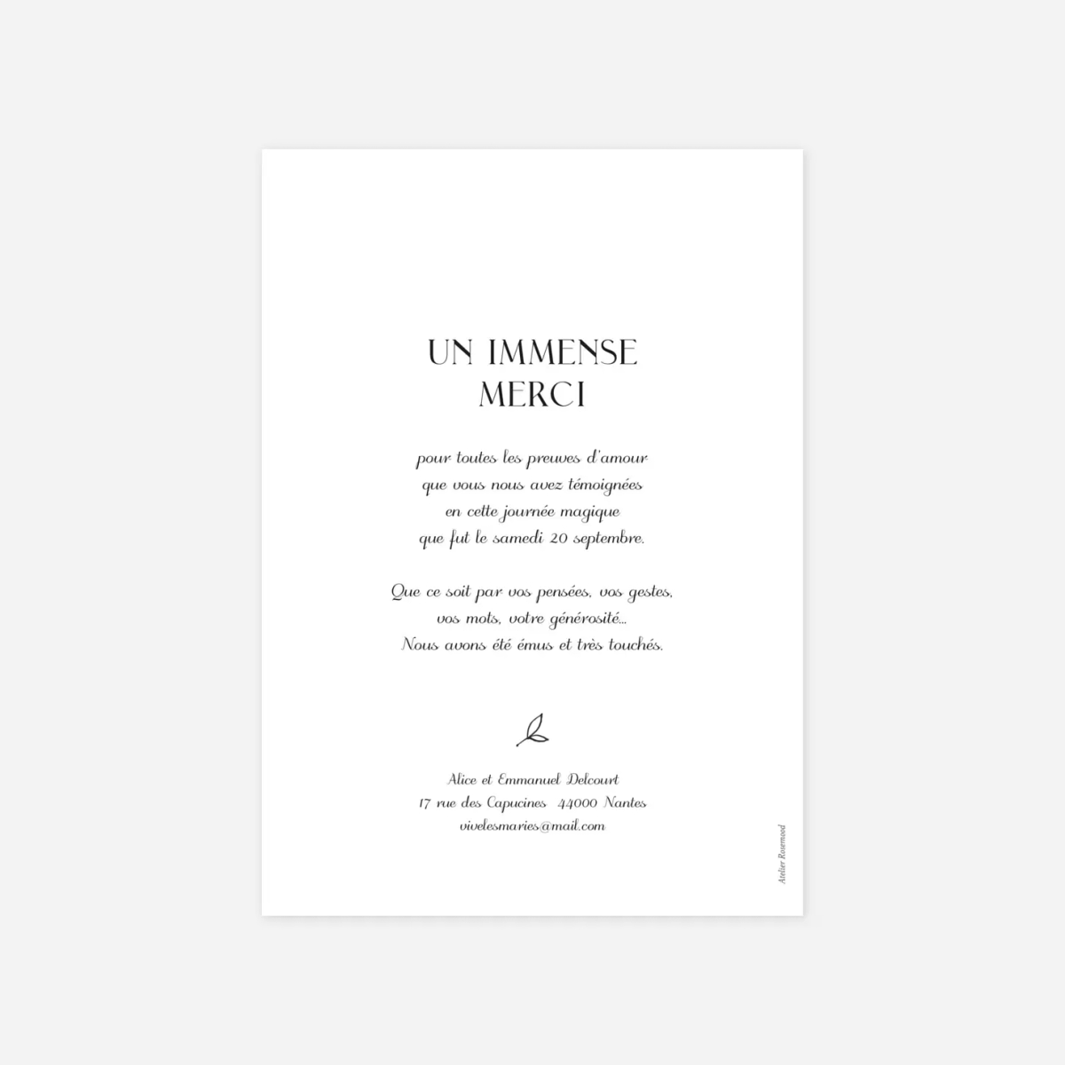 Carte de remerciements Dryade