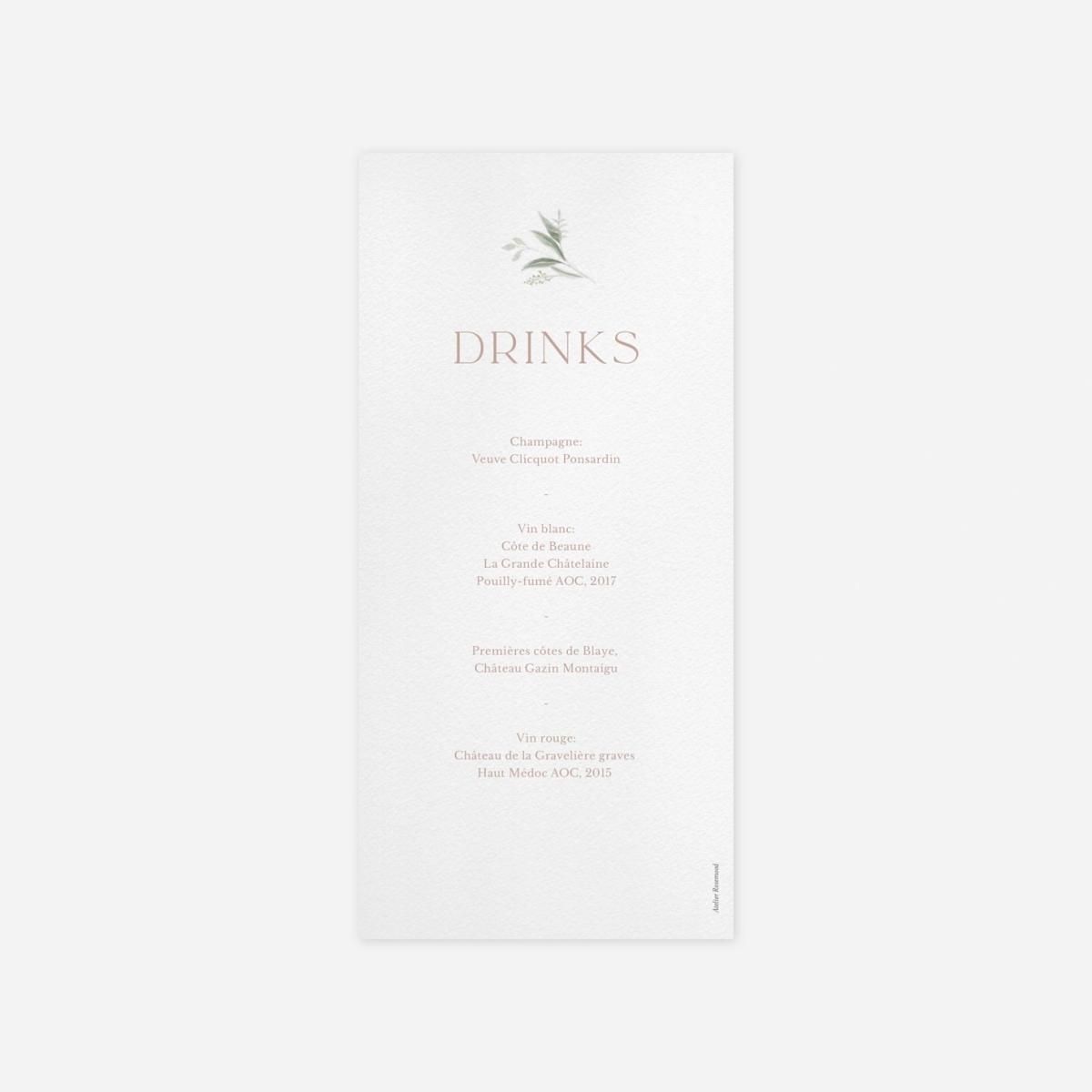 Menu mariage Éclat Naturel