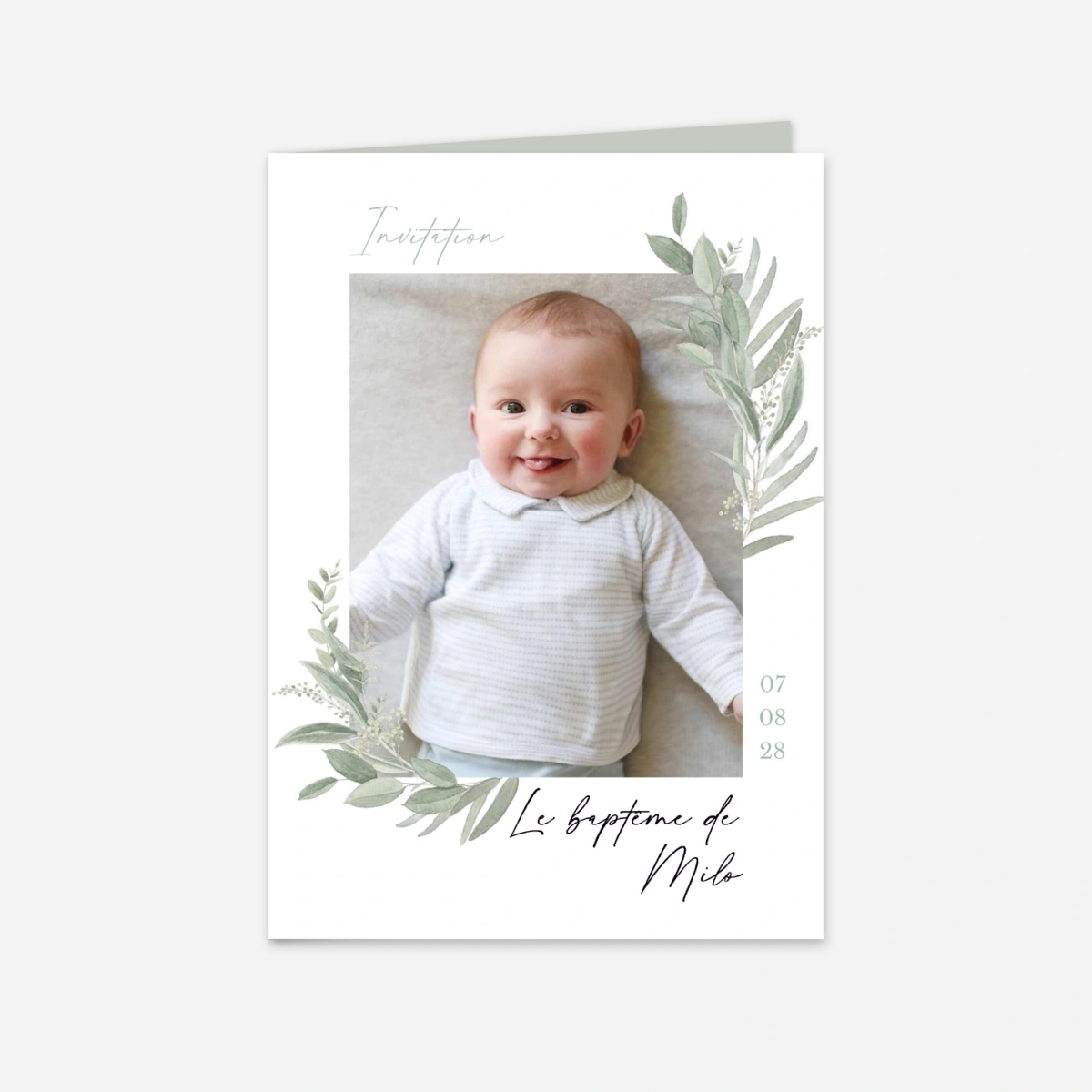 Faire-part baptême Plume céleste