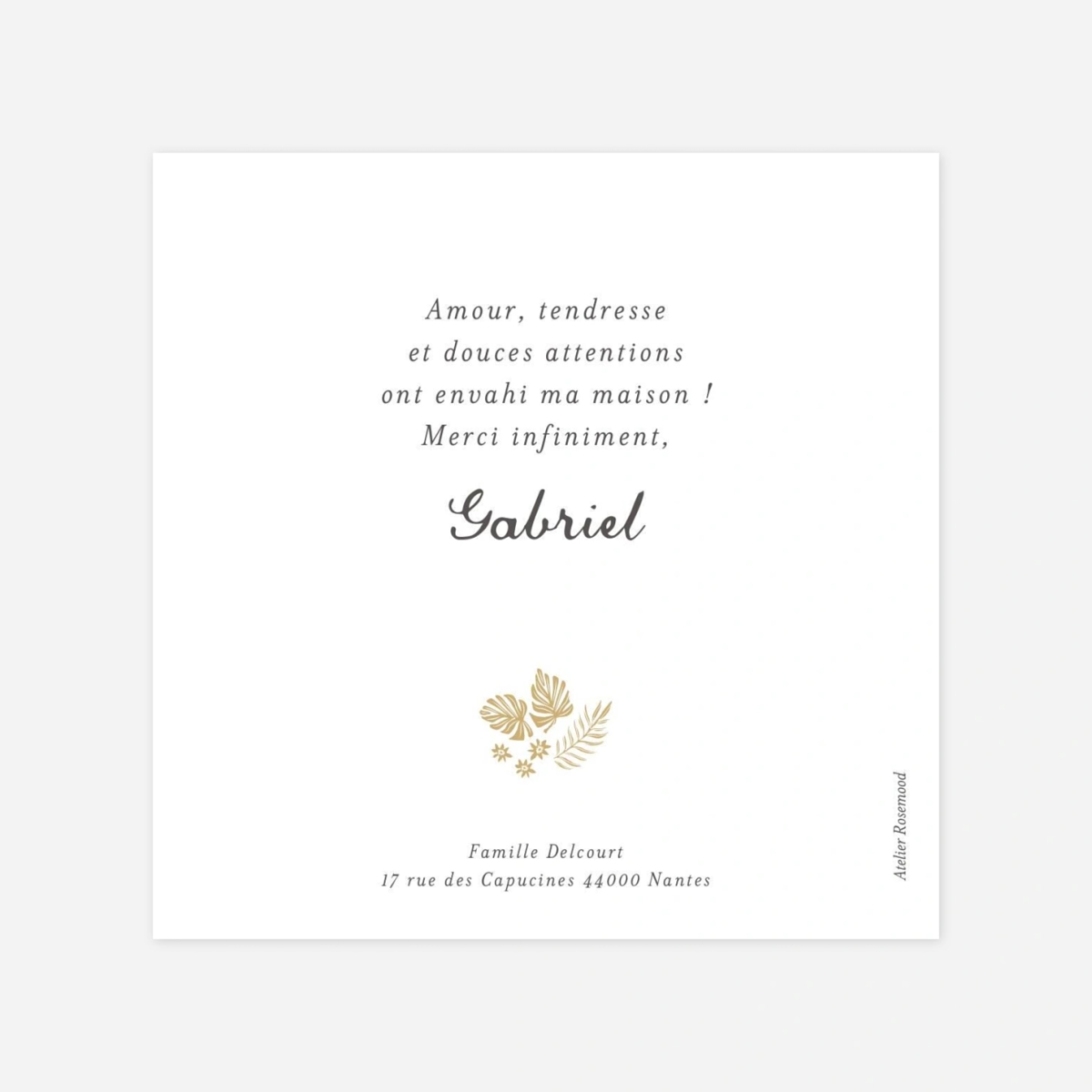 Carte remerciement naissance Eden