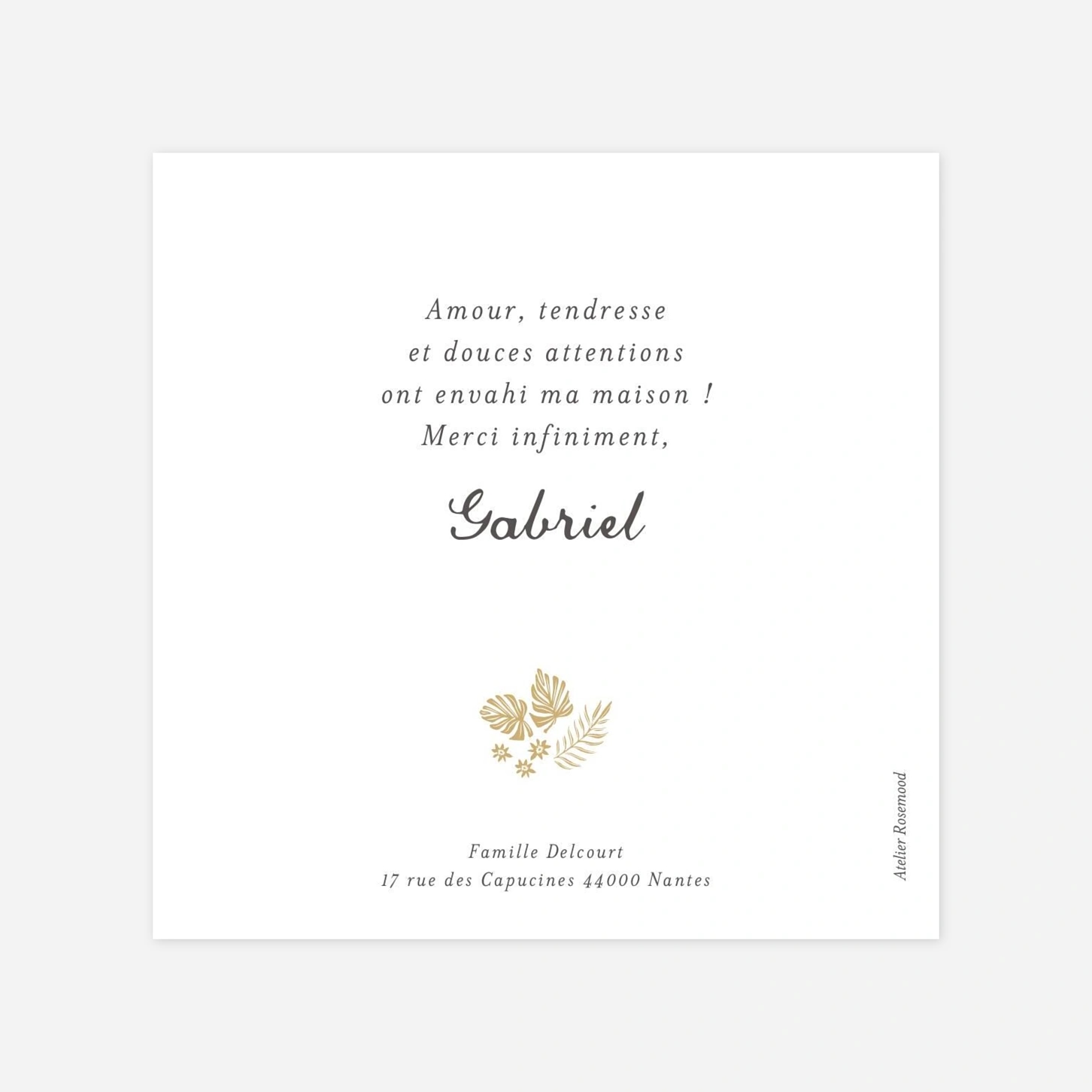 Carte remerciement naissance Eden