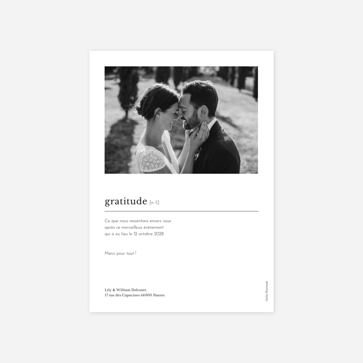 Carte de remerciements Édito 4 photos