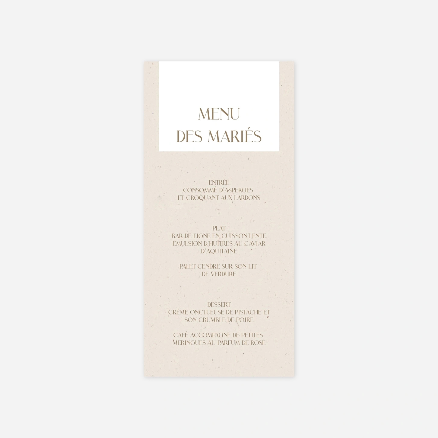 Menu mariage Instant précieux