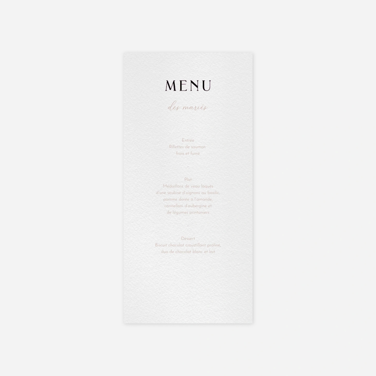 Menu mariage Enfin Nous