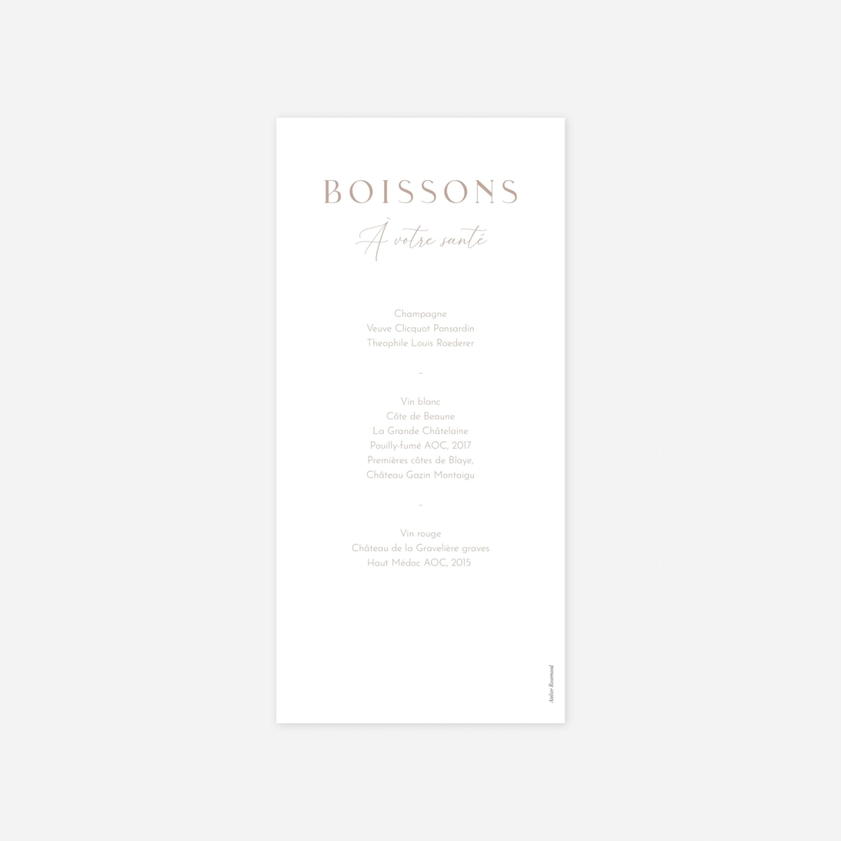 Menu mariage Enfin Nous