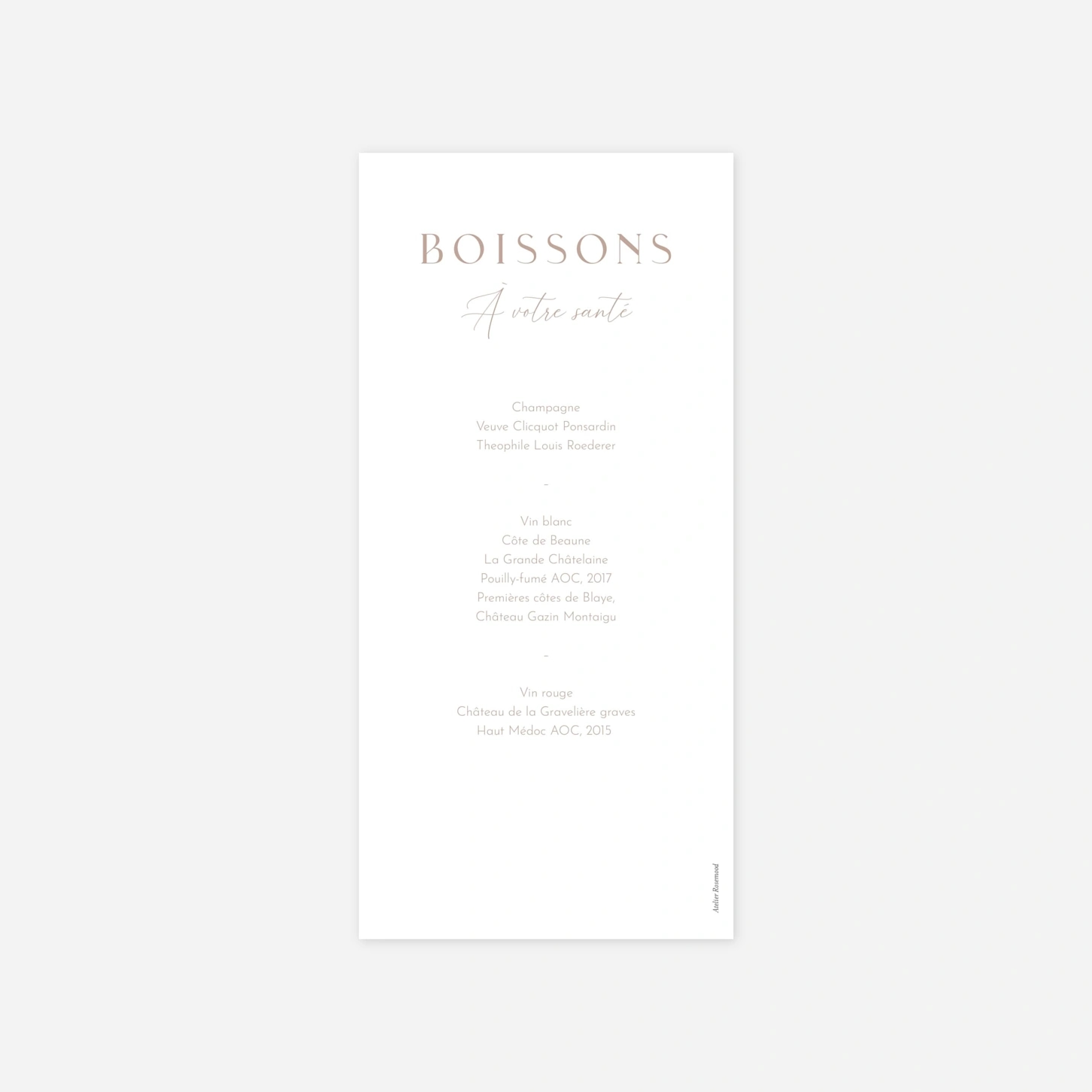 Menu mariage Enfin Nous