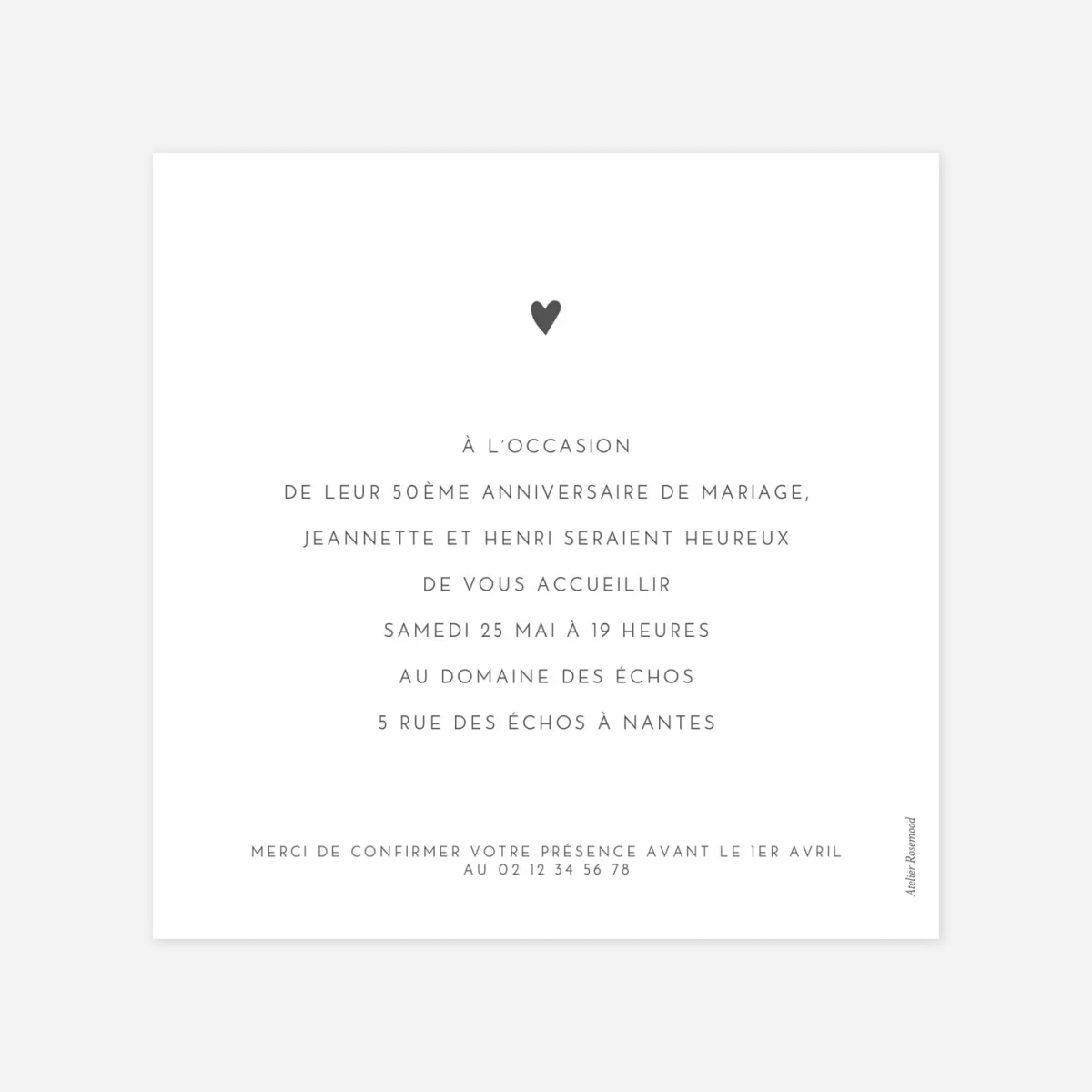 invitation anniversaire Élégant cœur
