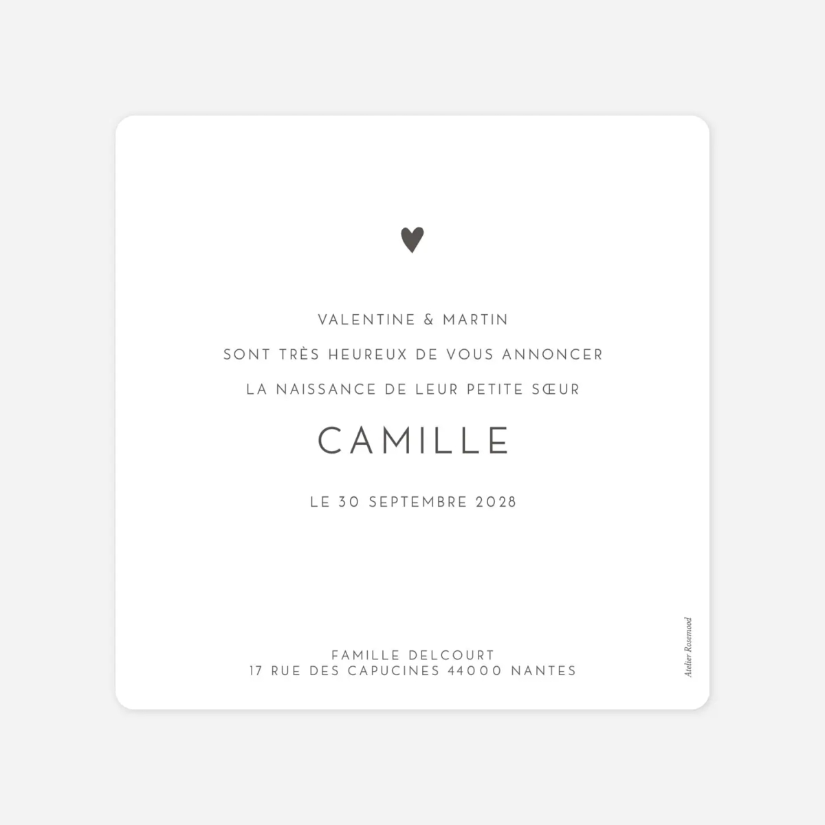Faire-part naissance Élégant cœur