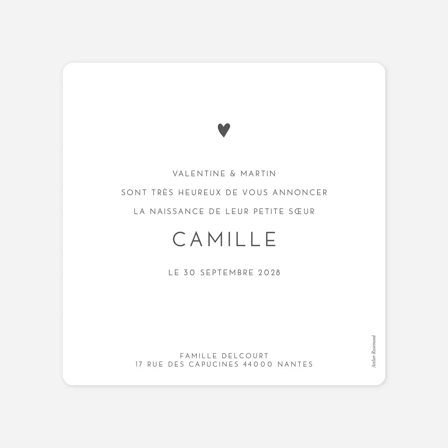 Faire-part naissance Élégant cœur