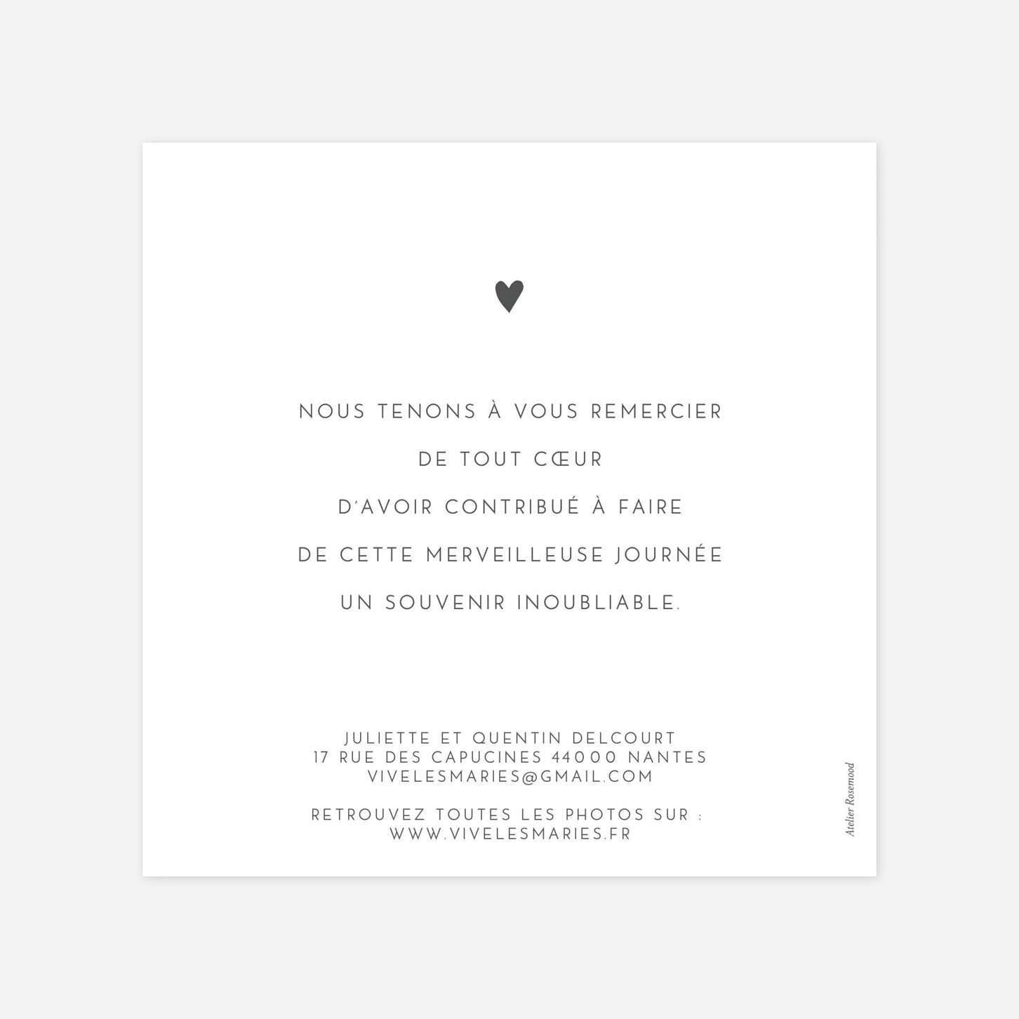 Carte de remerciements Élégant cœur