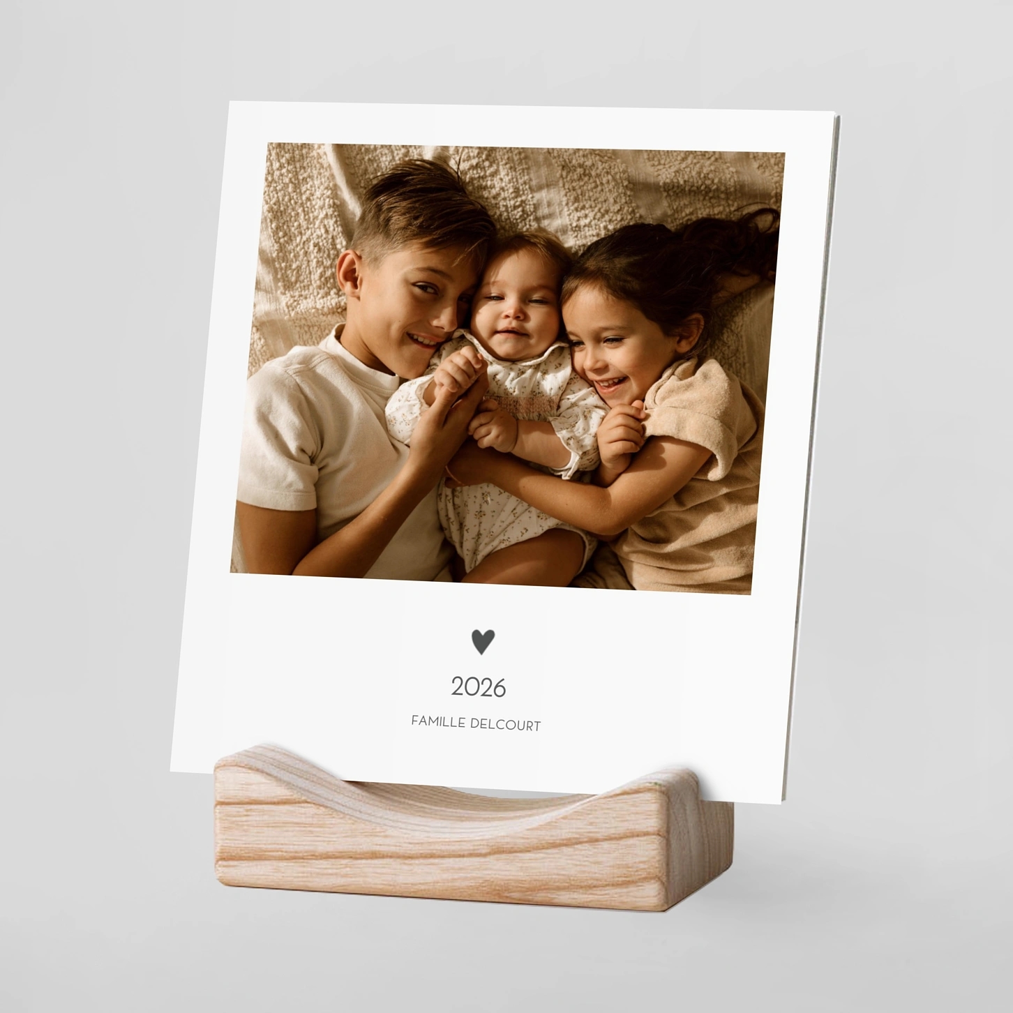 Calendrier photo avec support bois Élégant cœur