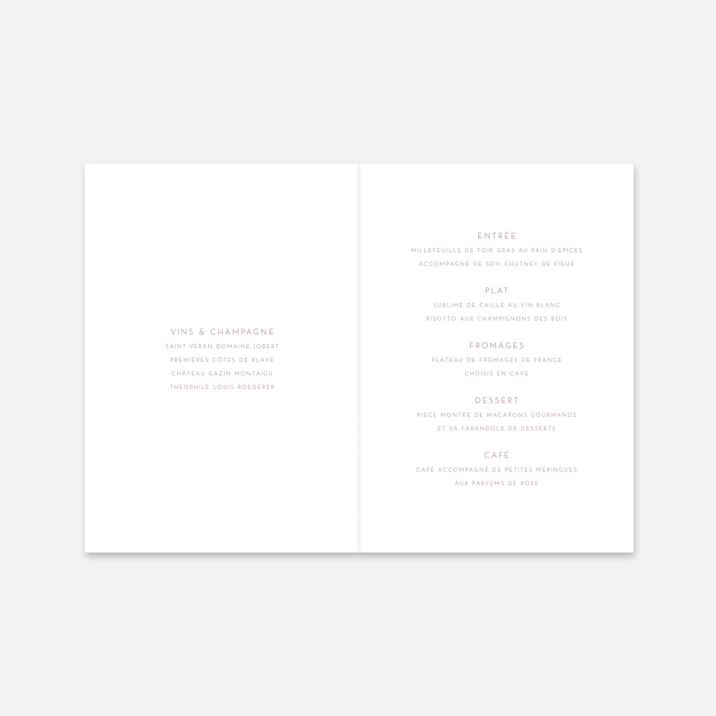 Menu baptême Élégant cœur