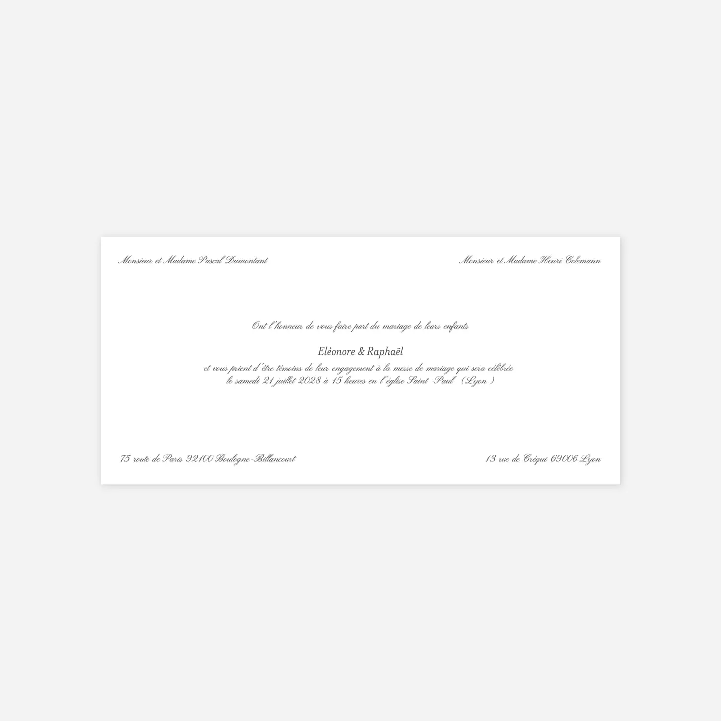 Faire-part mariage Élégant