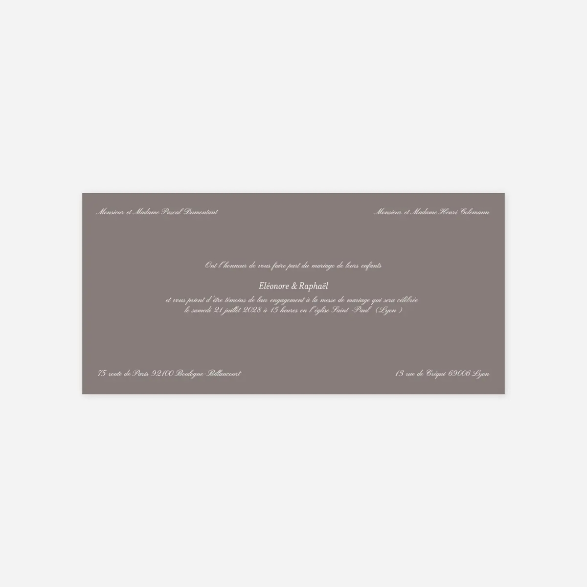 Faire-part mariage Élégant