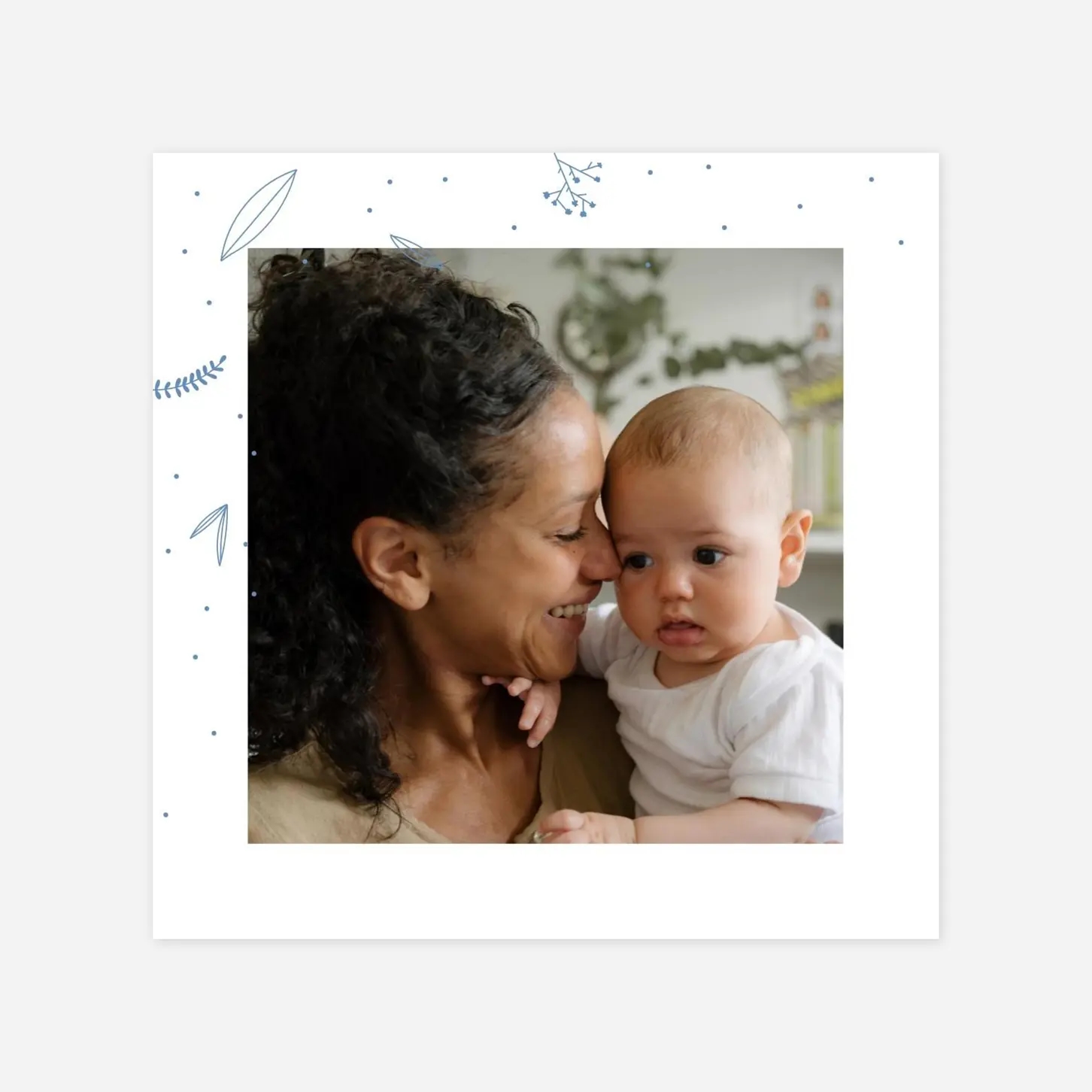 Carte remerciement naissance Élégant feuillage