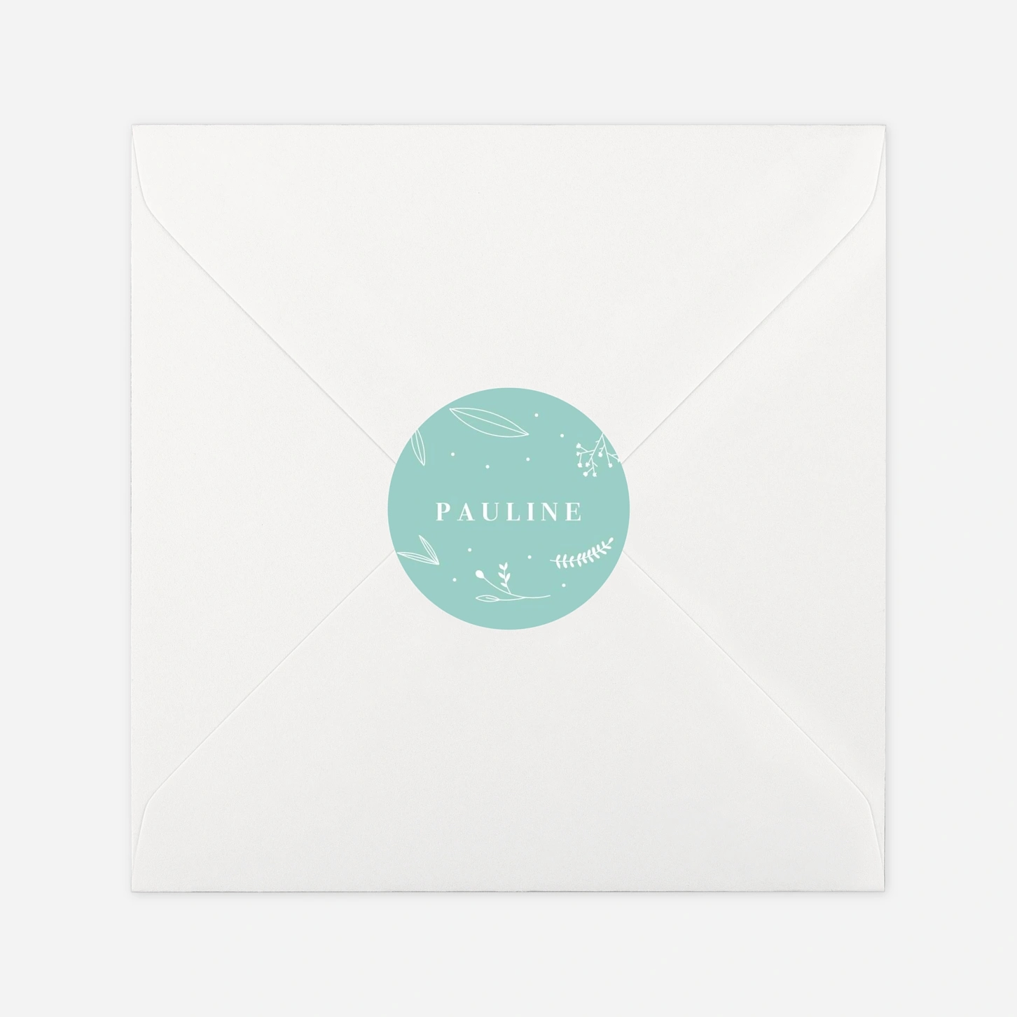 Stickers pour enveloppes baptême Élégant feuillage