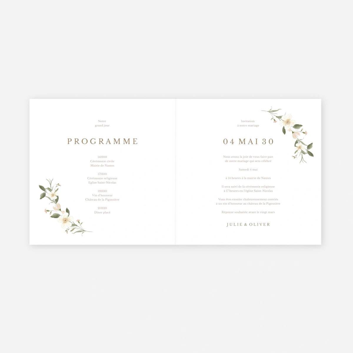 Faire-part mariage Élégance fleurie