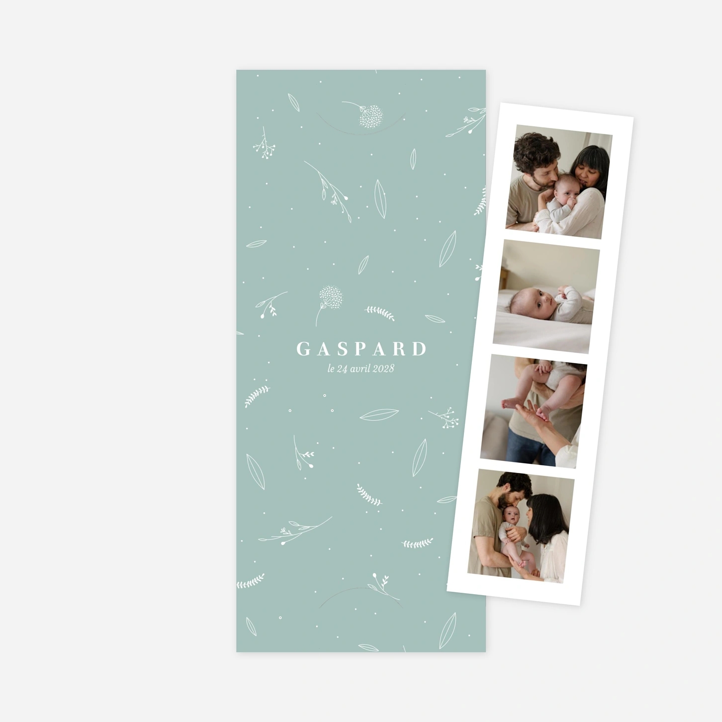 Faire-part naissance Élégant feuillage en pastel