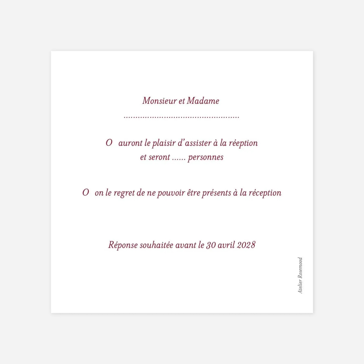 Carton réponse Élégance