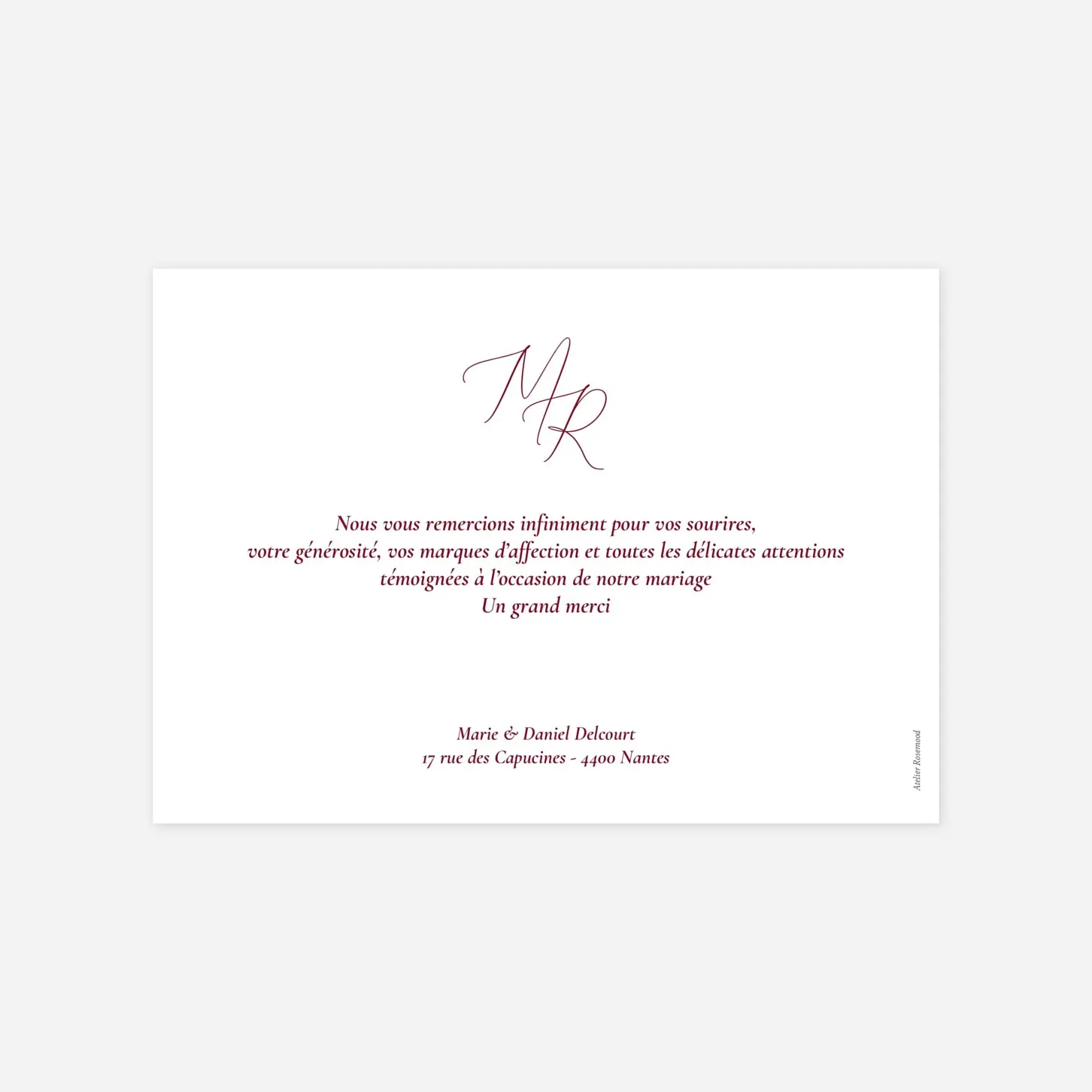 Carte de remerciements Élégance