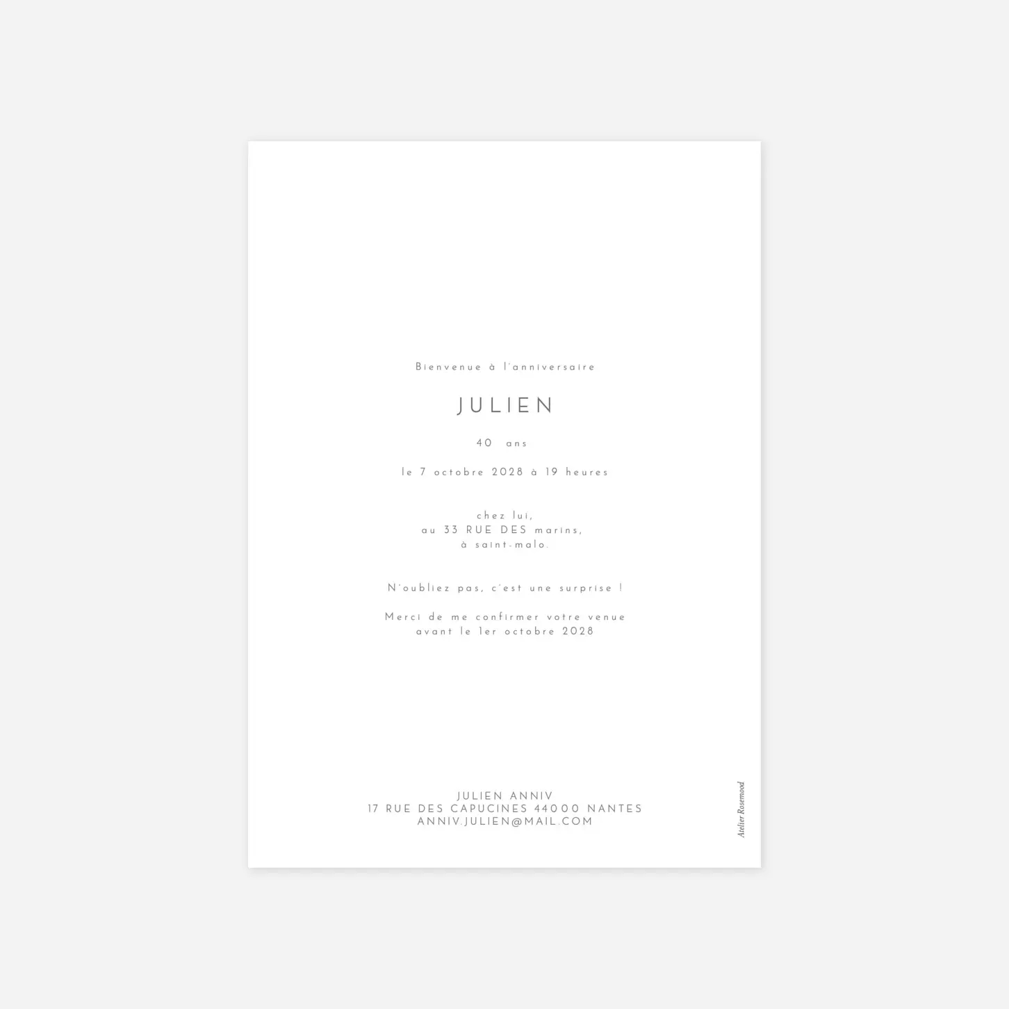 invitation anniversaire Élégant photo portrait