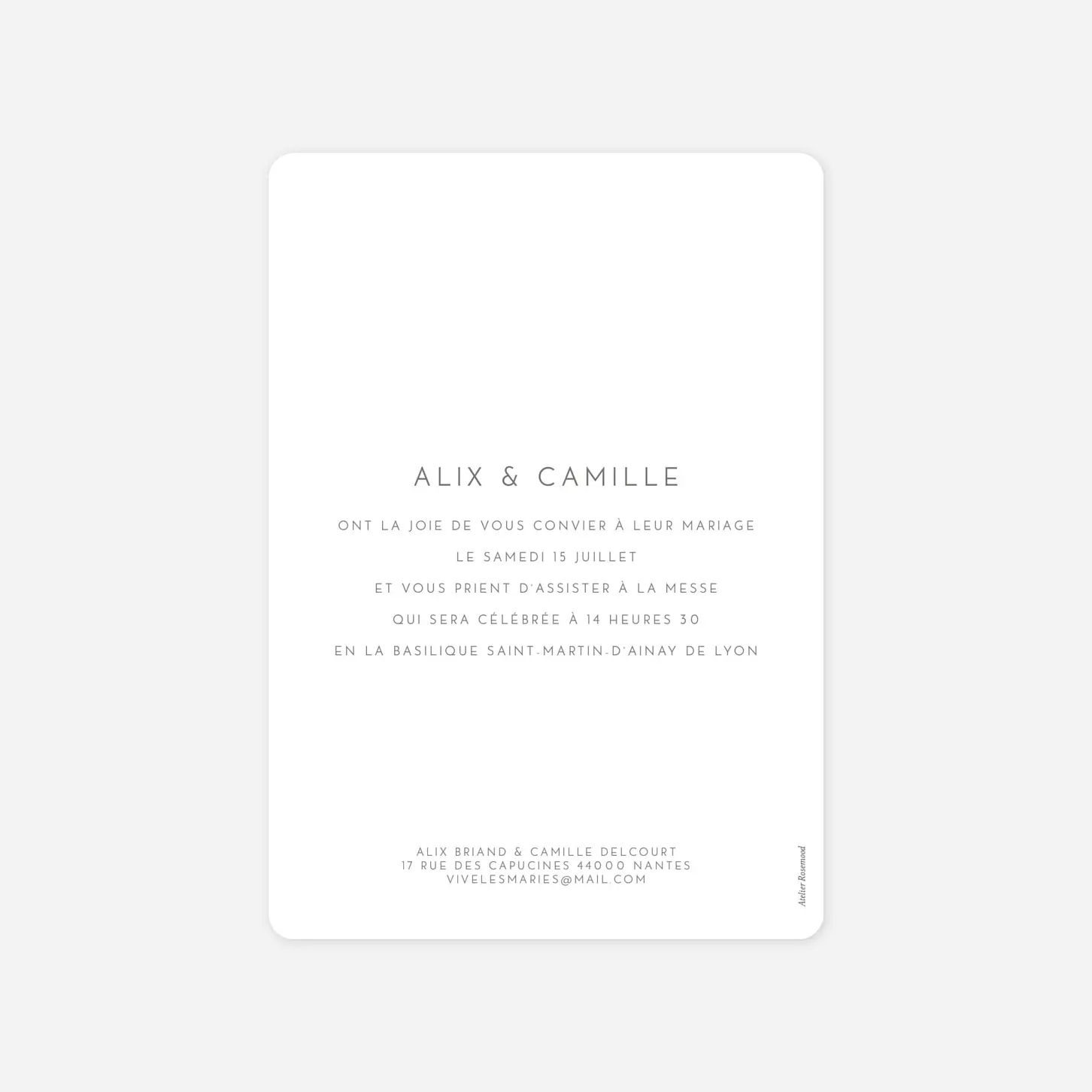 Faire-part mariage Élégant photo portrait