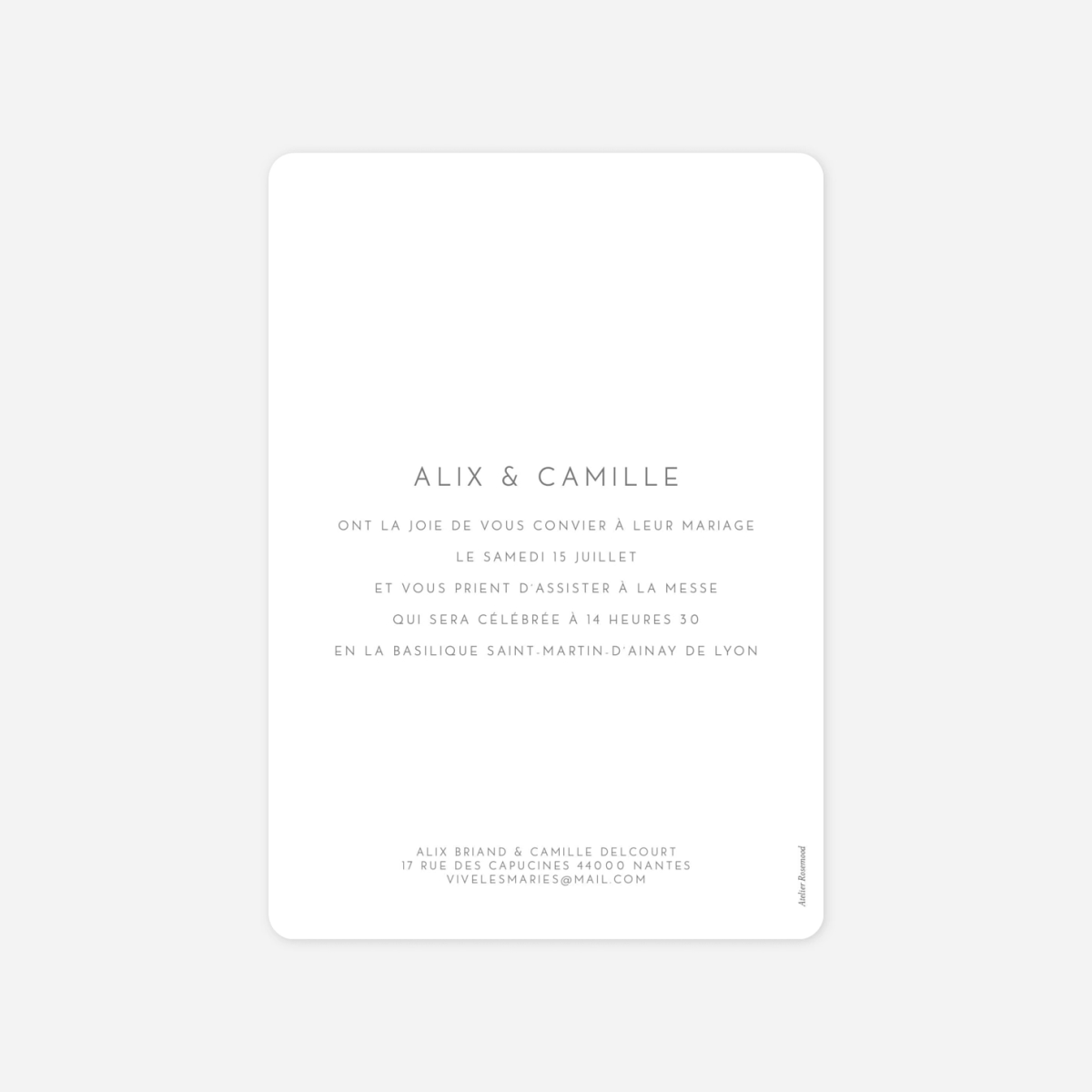 Faire-part mariage Élégant photo portrait