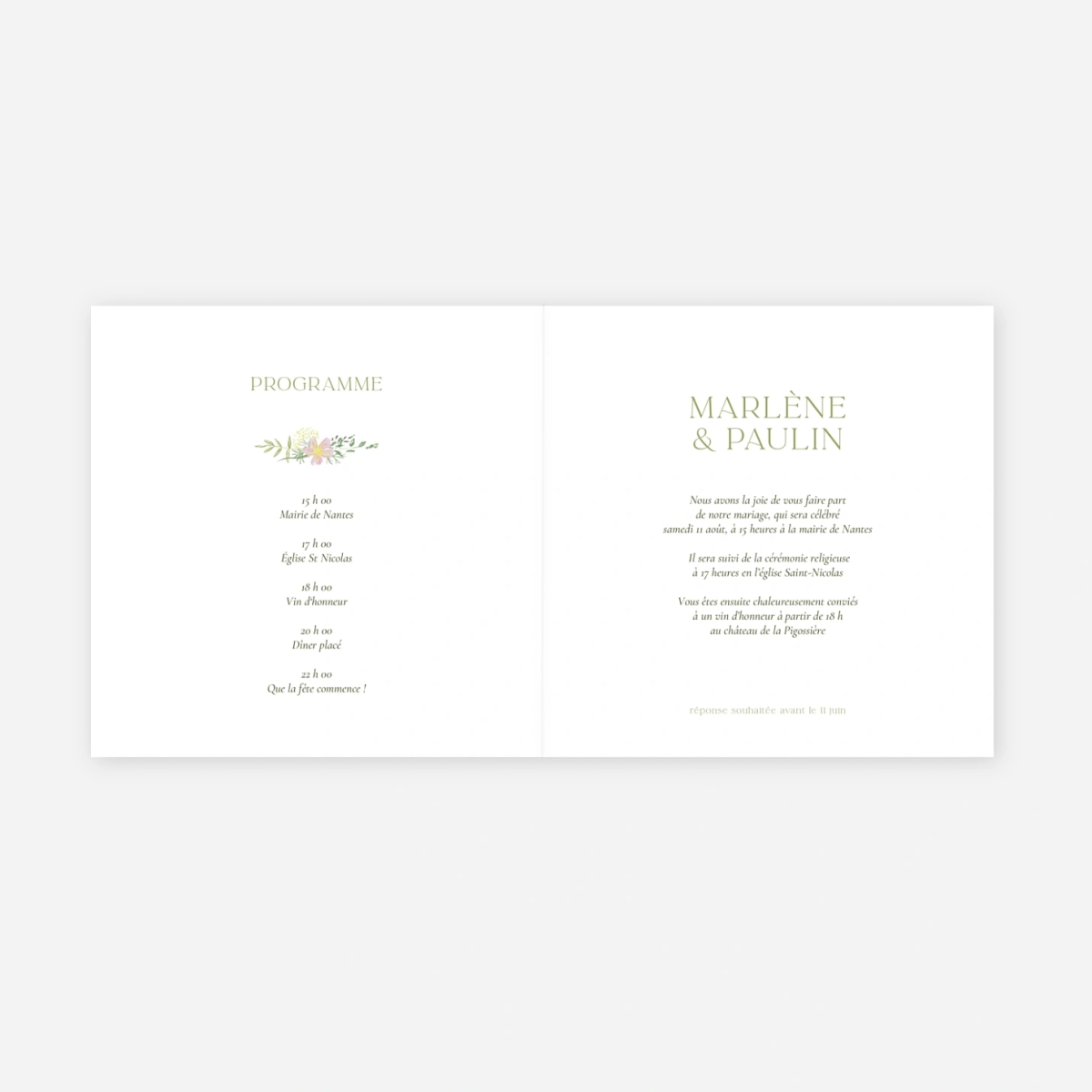 Faire-part mariage Élégance végétale