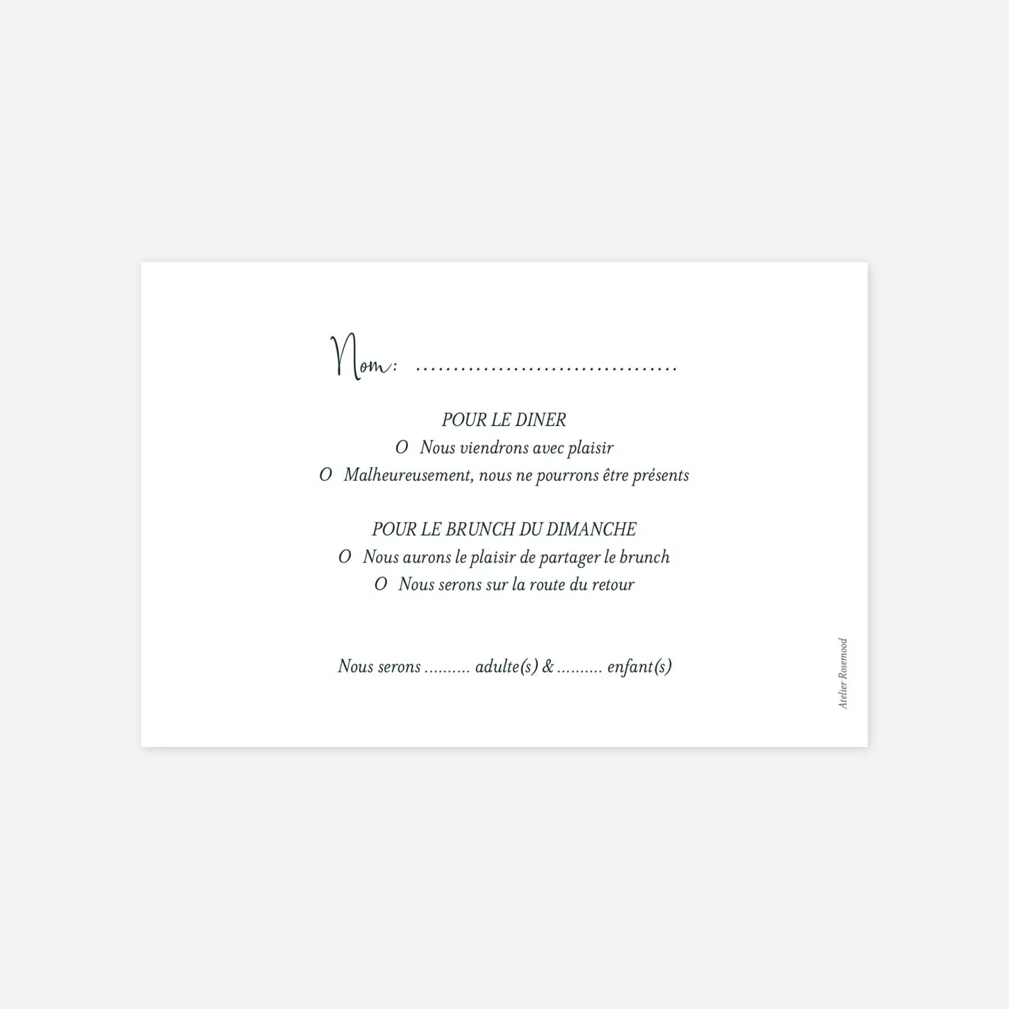 Carton réponse Enchanté