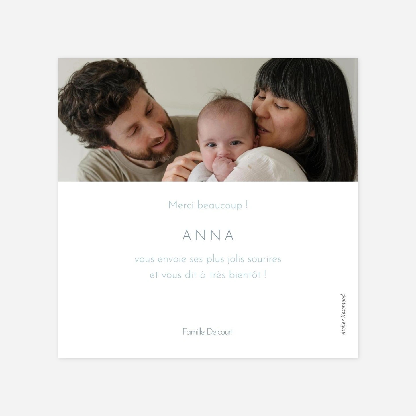 Carte remerciement naissance Envolée d'eucalyptus