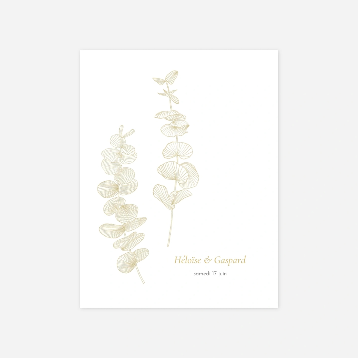 Faire-part mariage Envolée d'eucalyptus