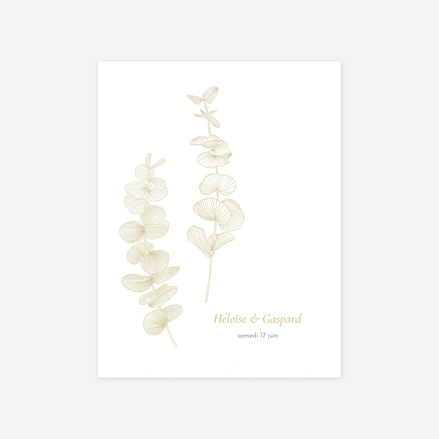 Faire-part mariage Envolée d'eucalyptus