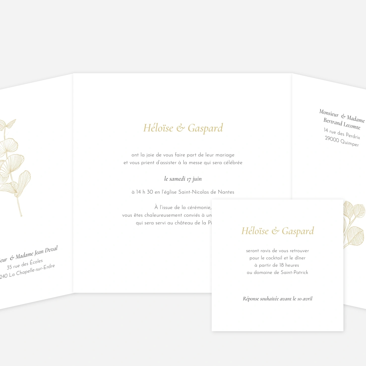 Faire-part mariage Envolée d'eucalyptus