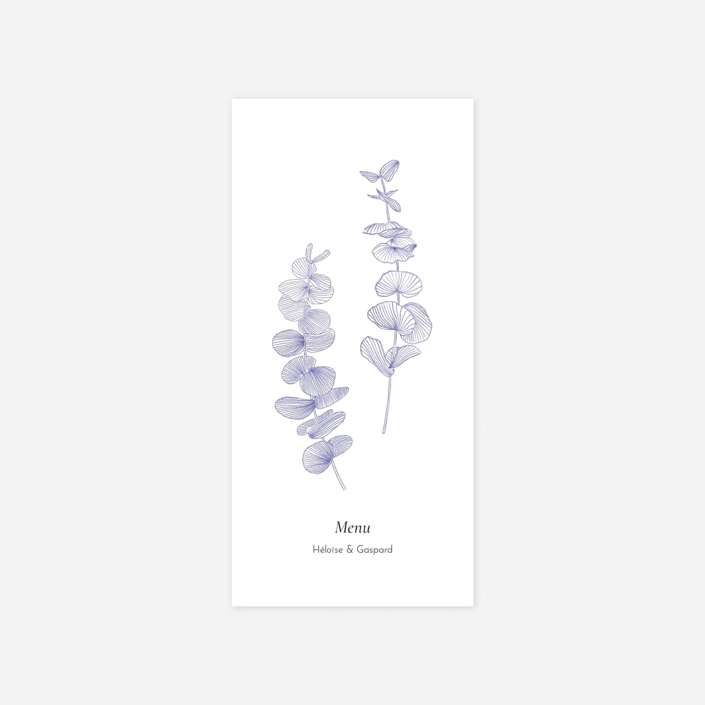 Menu mariage Envolée d'eucalyptus