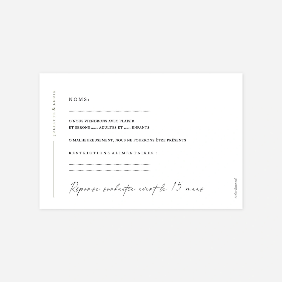 Carton réponse Éternelle Élégance