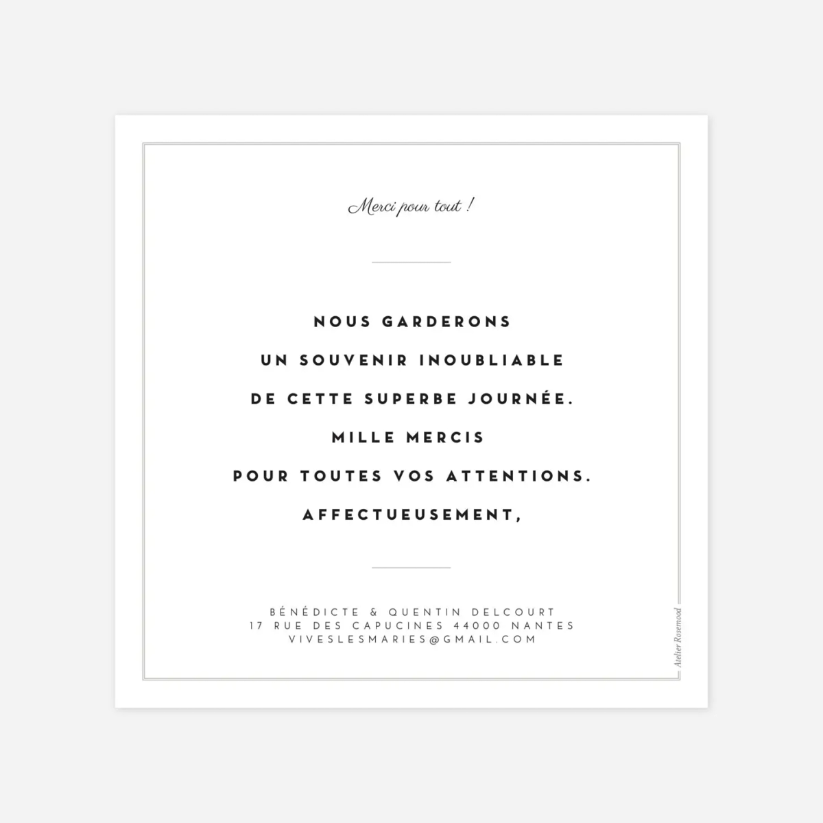 Carte de remerciements Étiquette