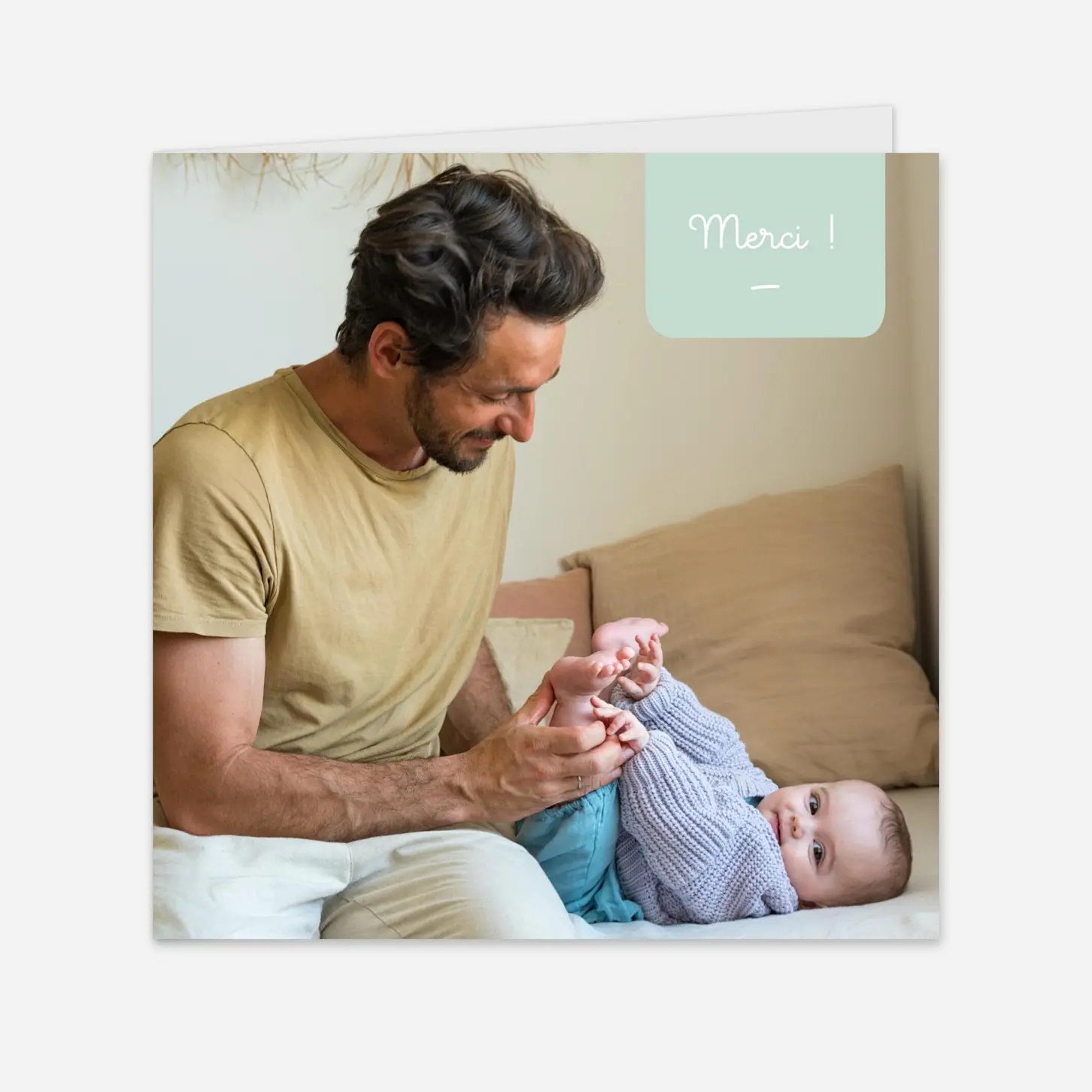 Carte remerciement naissance Étiquette pastel