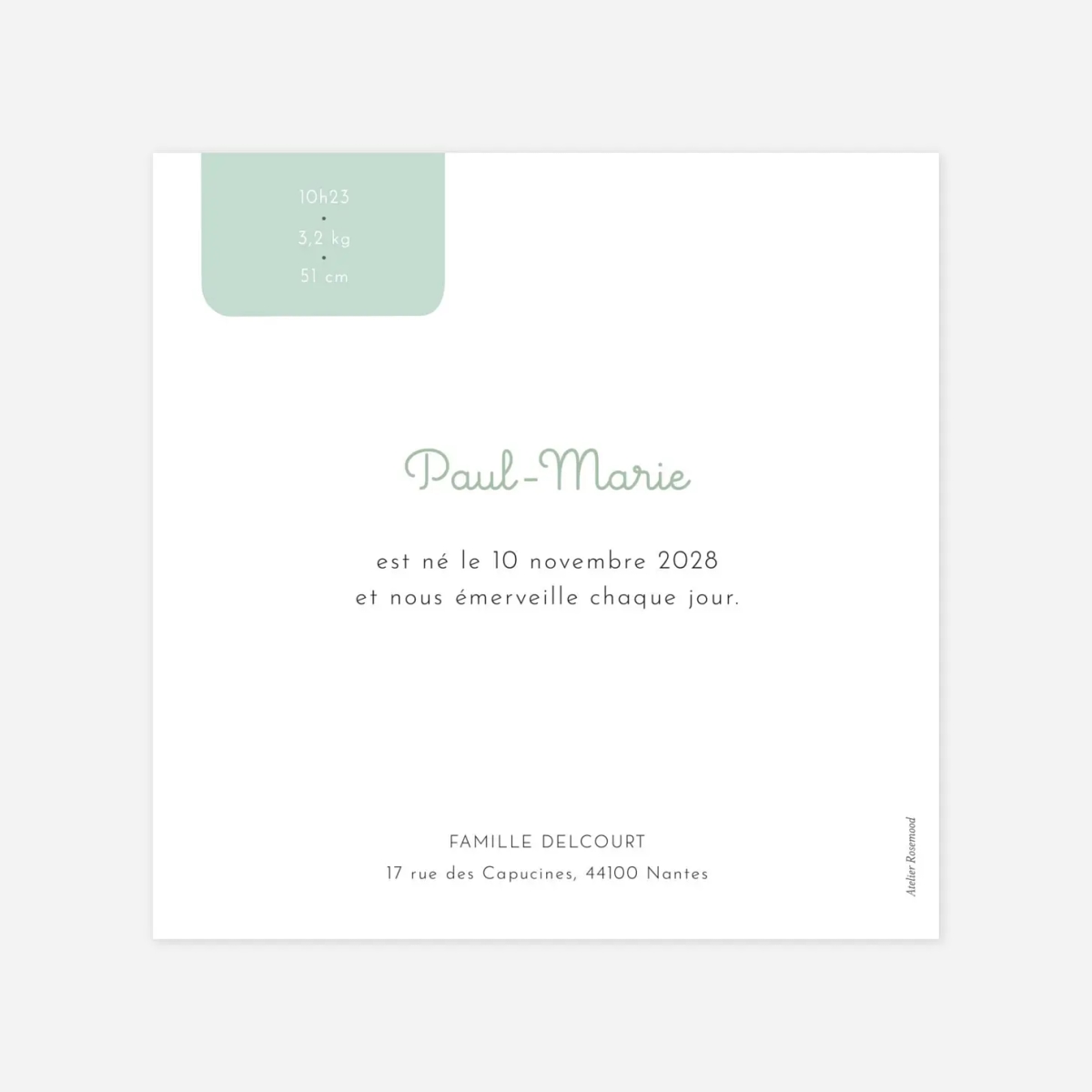 Faire-part naissance Étiquette pastel