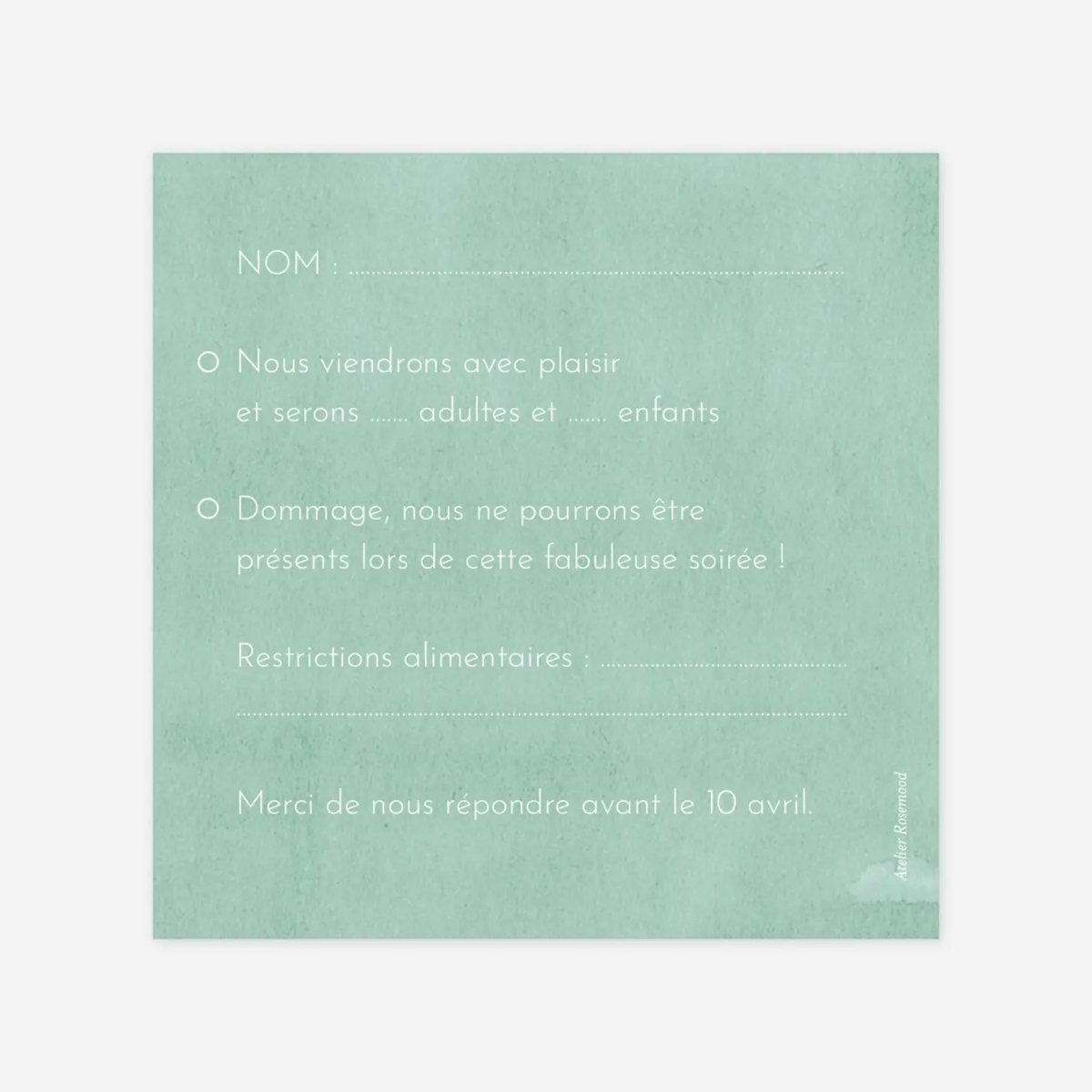 Carton réponse Eucalyptus