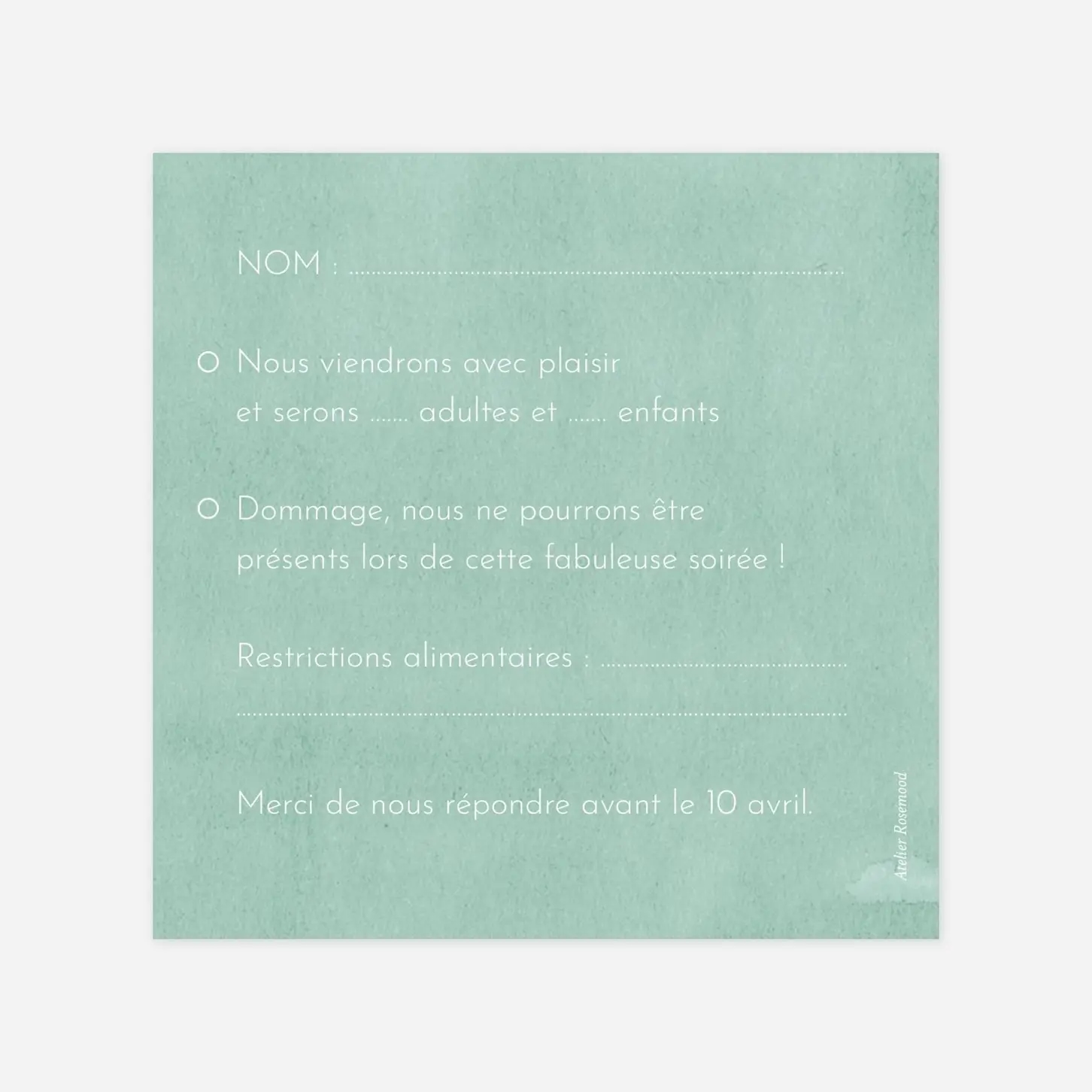 Carton réponse Eucalyptus