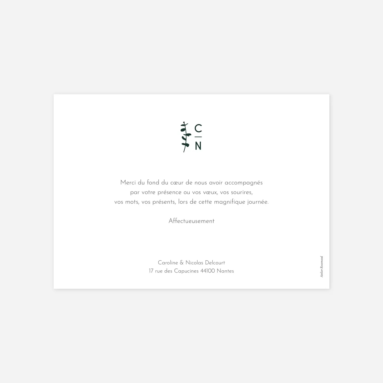 Carte de remerciements Eucalyptus