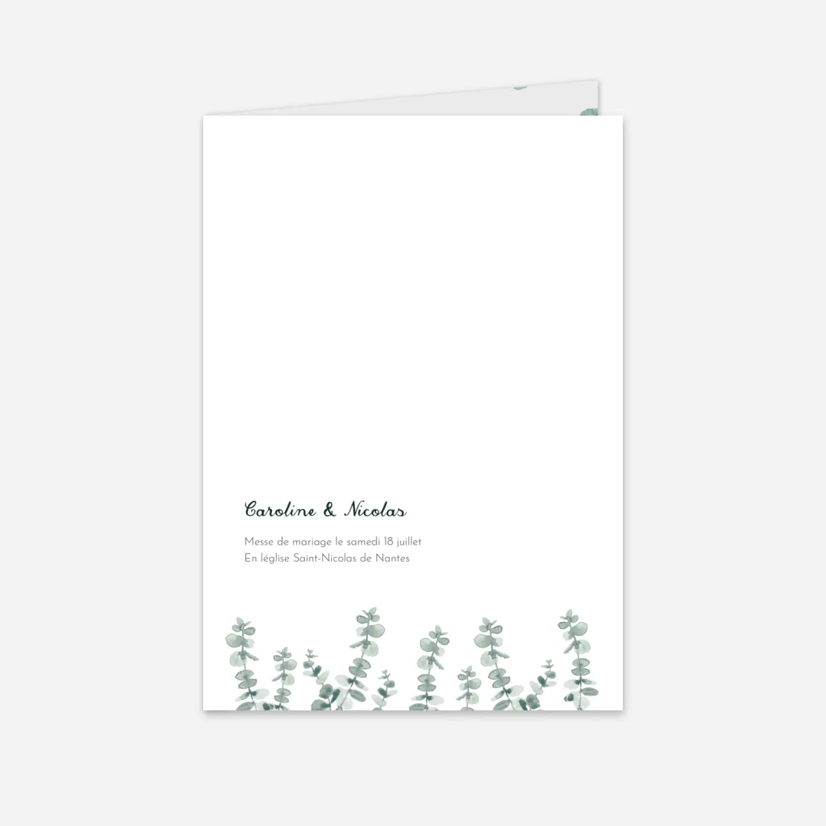 Livret de messe mariage Eucalyptus