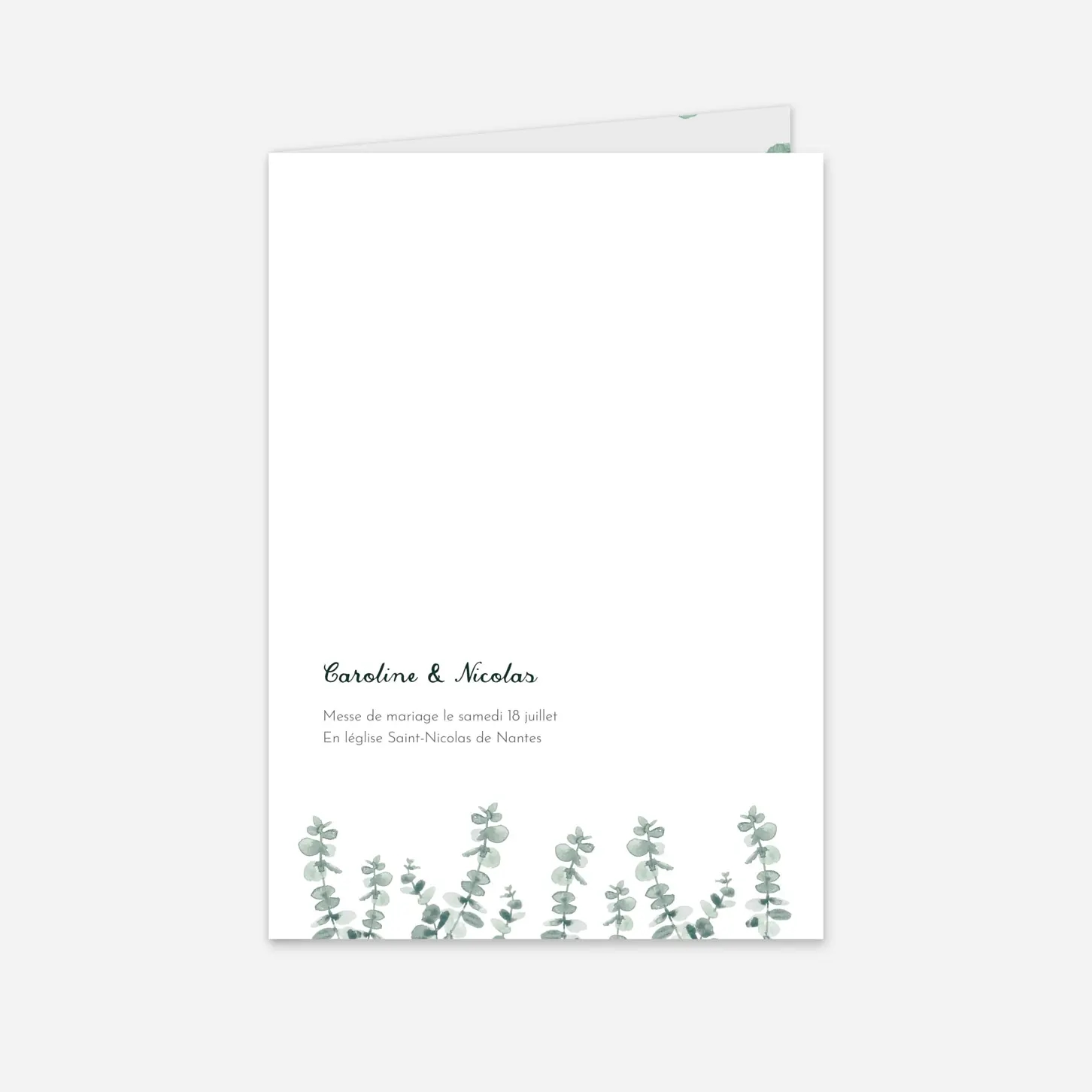 Livret de messe mariage Eucalyptus