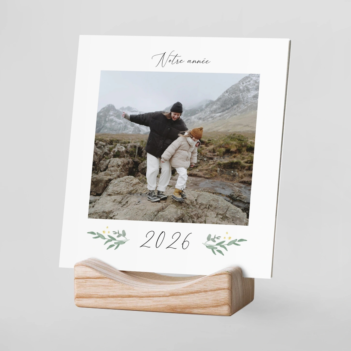 Calendrier photo avec support bois Eucalyptus élégant