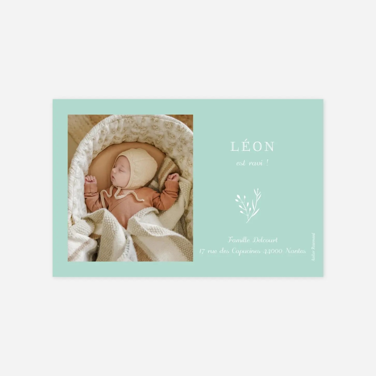 Carte remerciement naissance Fable