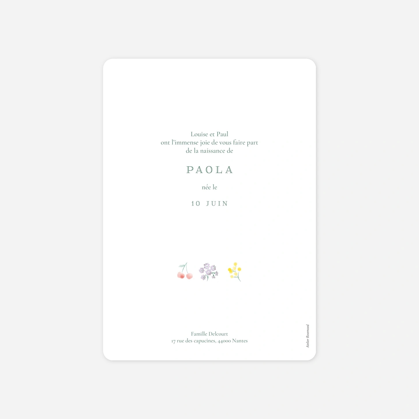 Faire-part naissance Fruits d'été