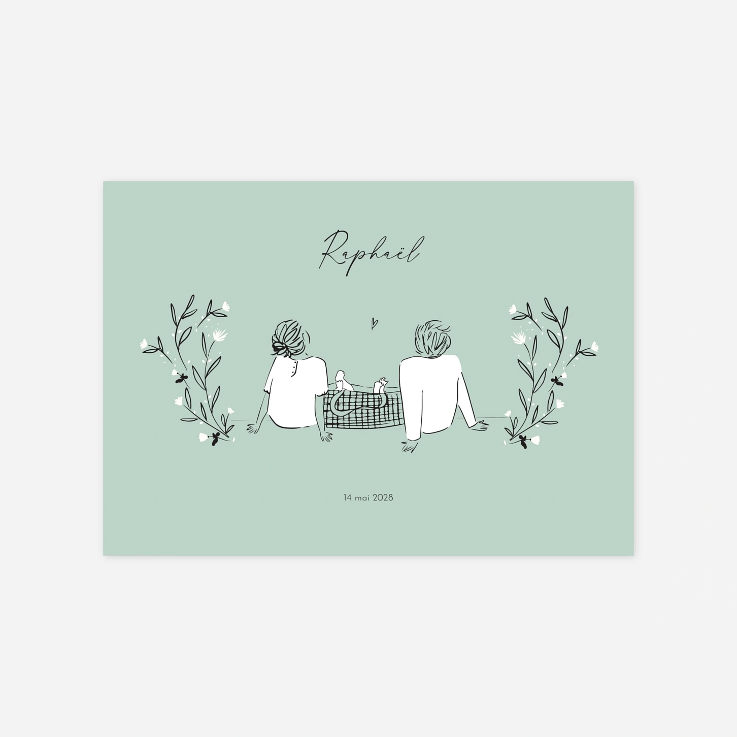 Faire-part naissance Famille dans le jardin