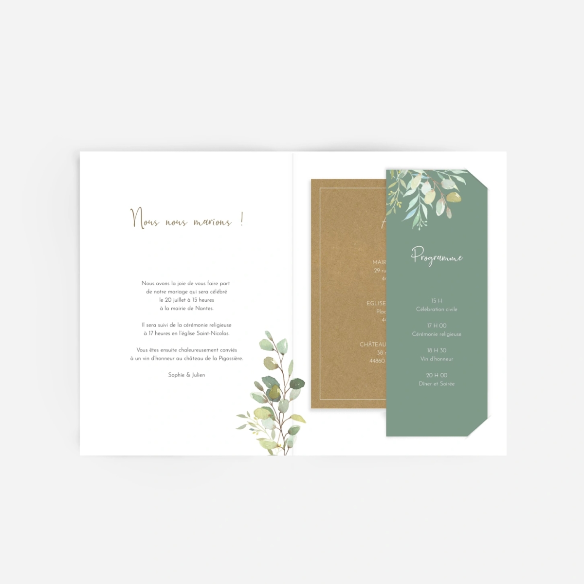 Faire-part mariage Feuillage eucalyptus